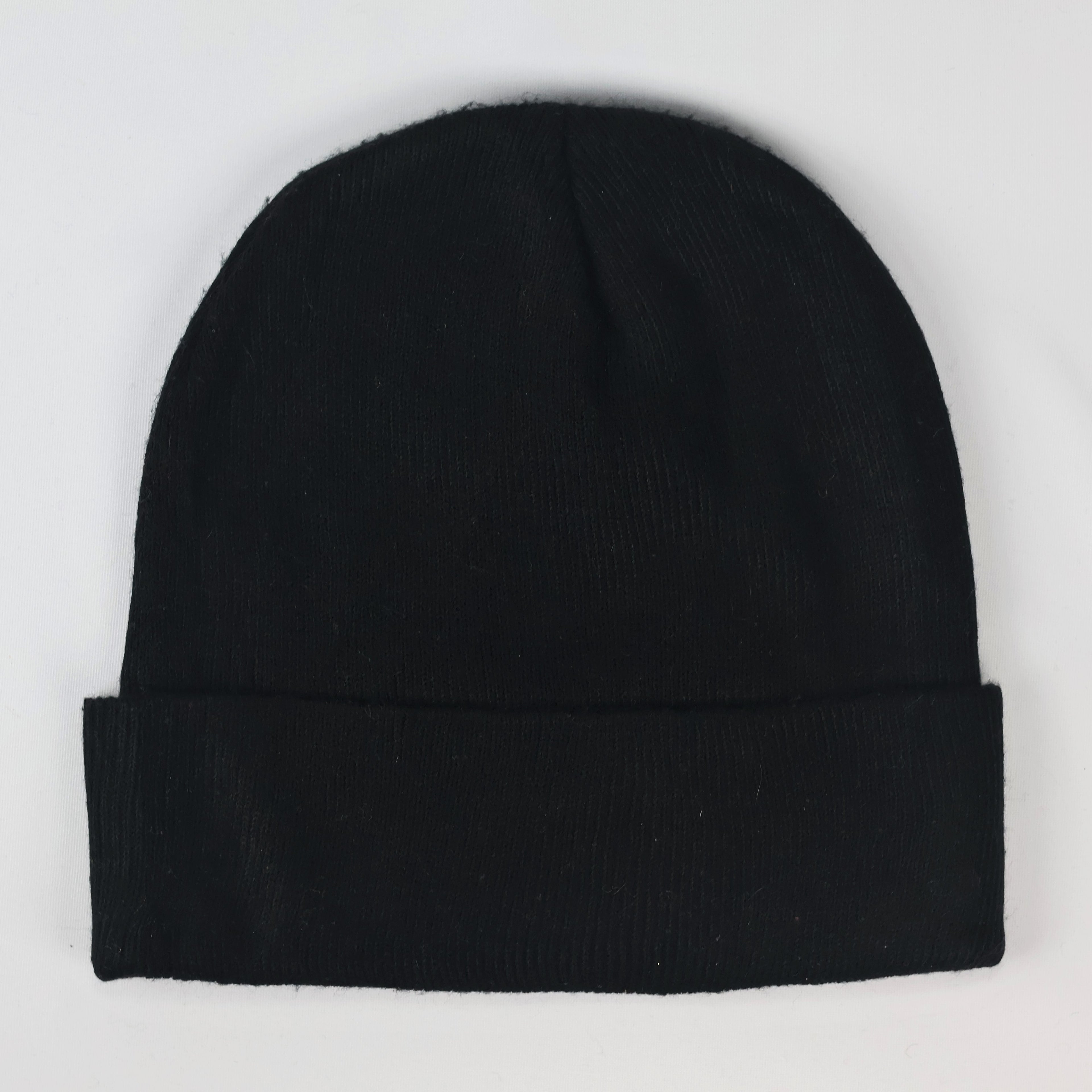 Lee Cooper London Heritage Thrifted Beanie - Classic Black Rib-Knit Winter Cap