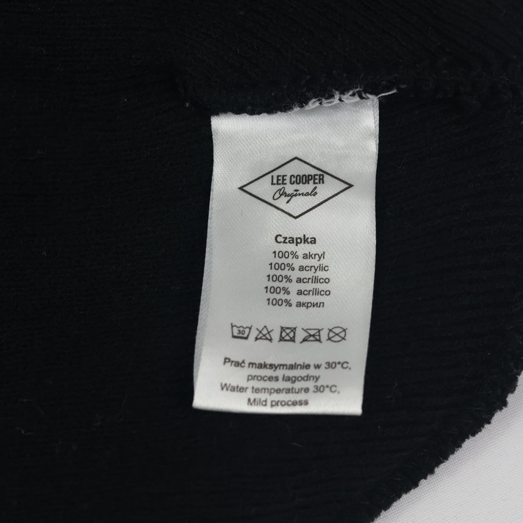 Lee Cooper London Heritage Thrifted Beanie - Classic Black Rib-Knit Winter Cap
