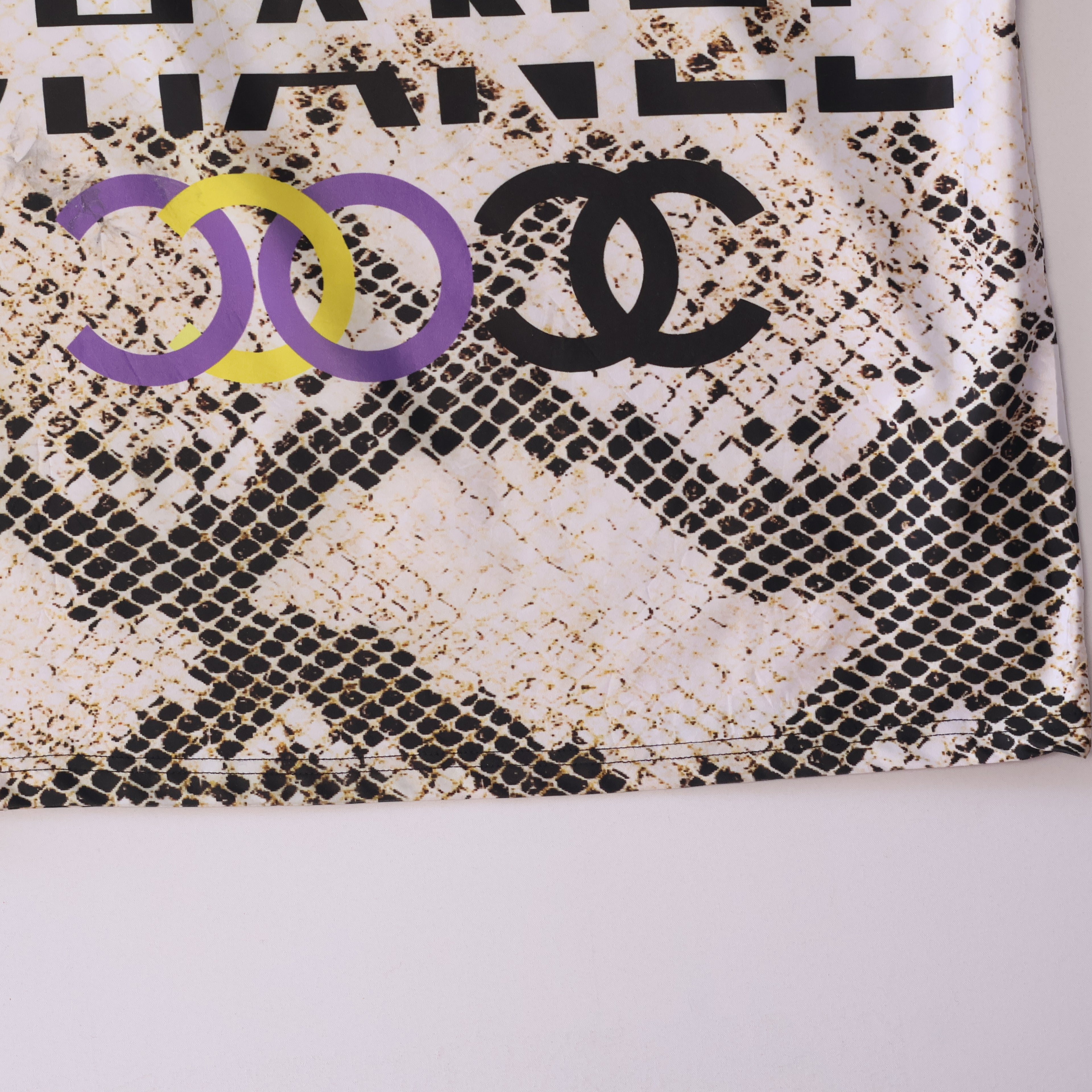 Men’s Snakeskin Pattern Tee - Chanel Logo Print - Size L