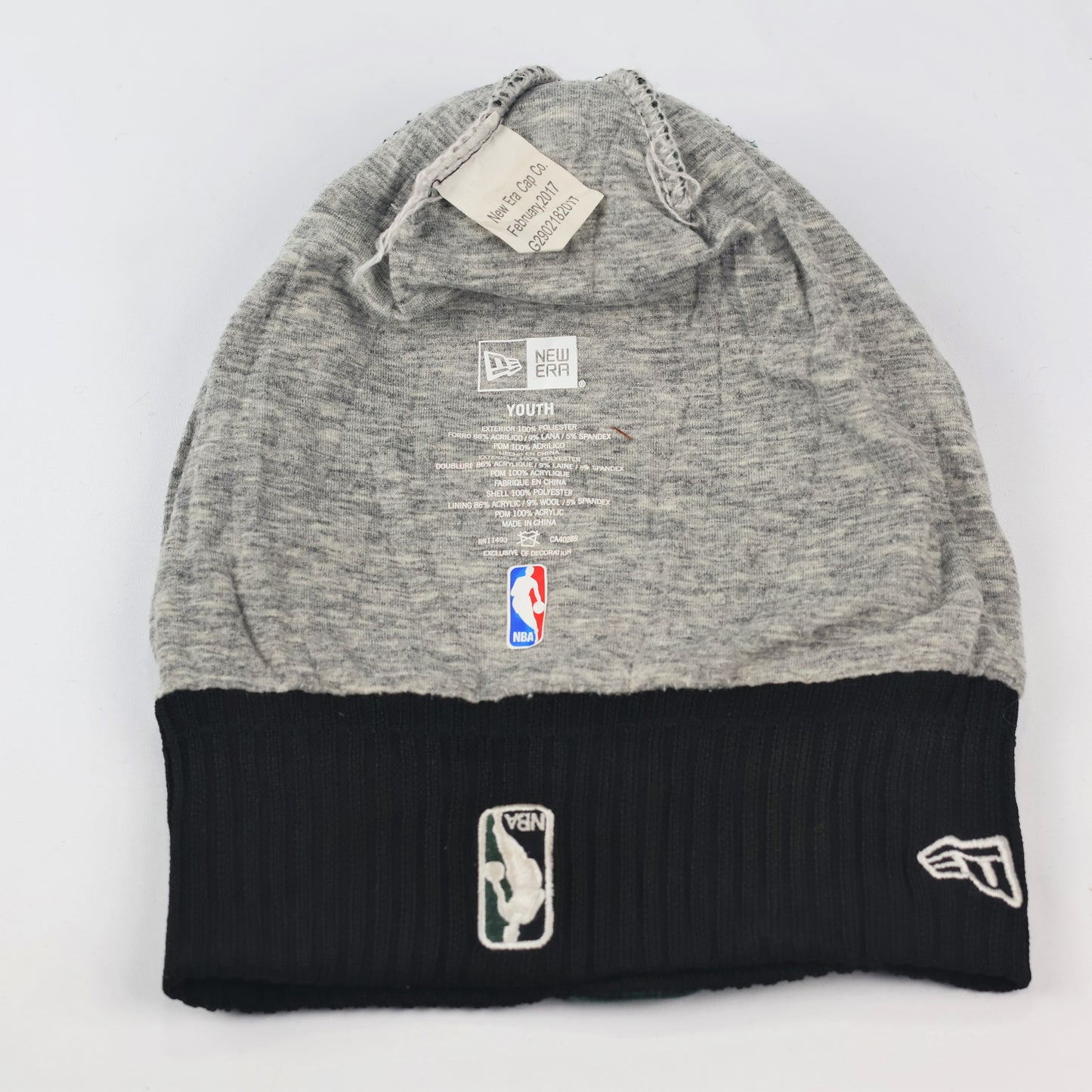New Era Youth Winter Beanie - Black Green shade Knit Hat (Kids Size)