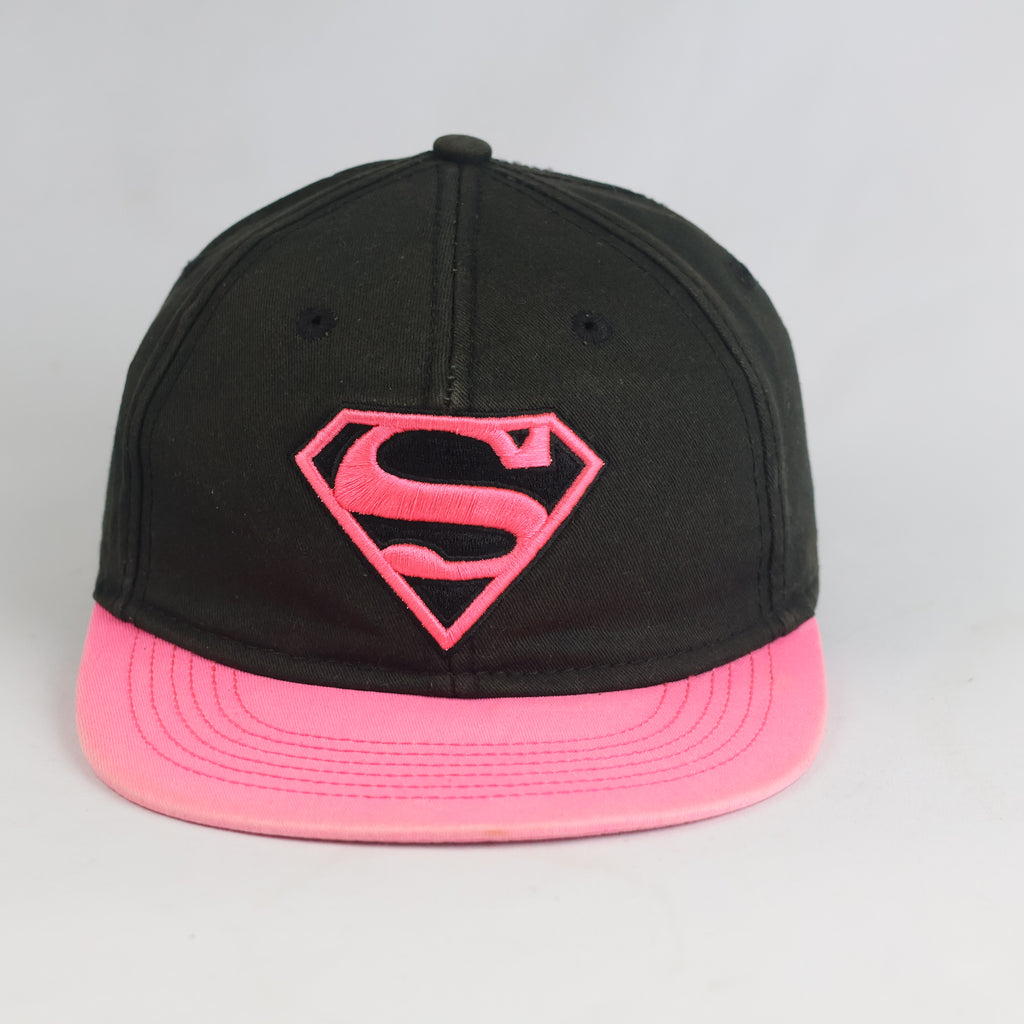 Thrifted Superman Black & Hot Pink Flat Brim Snapback Cap (Size 55–56 cm) | 10861
