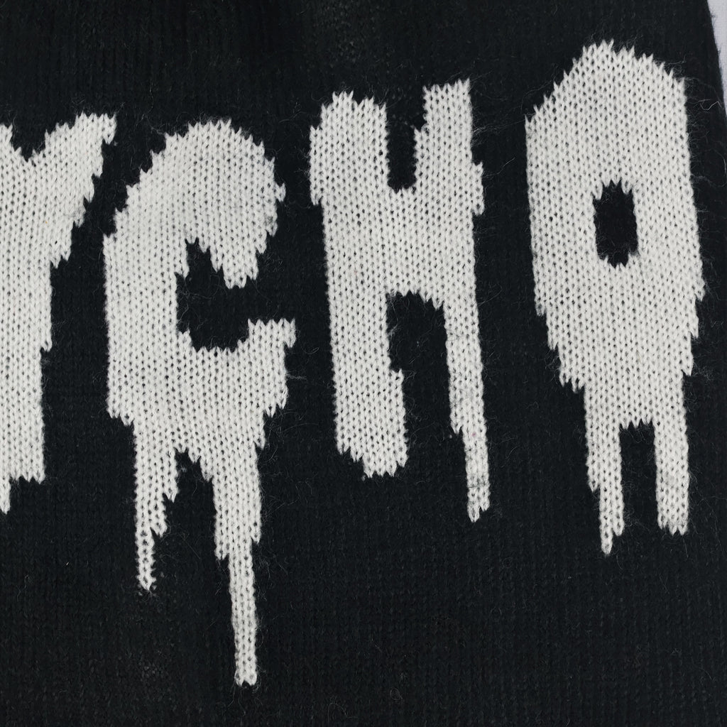 Edgy Black "PHYSCO" Black Thrifted Beanie - Gen Z Streetwear Knit Cap