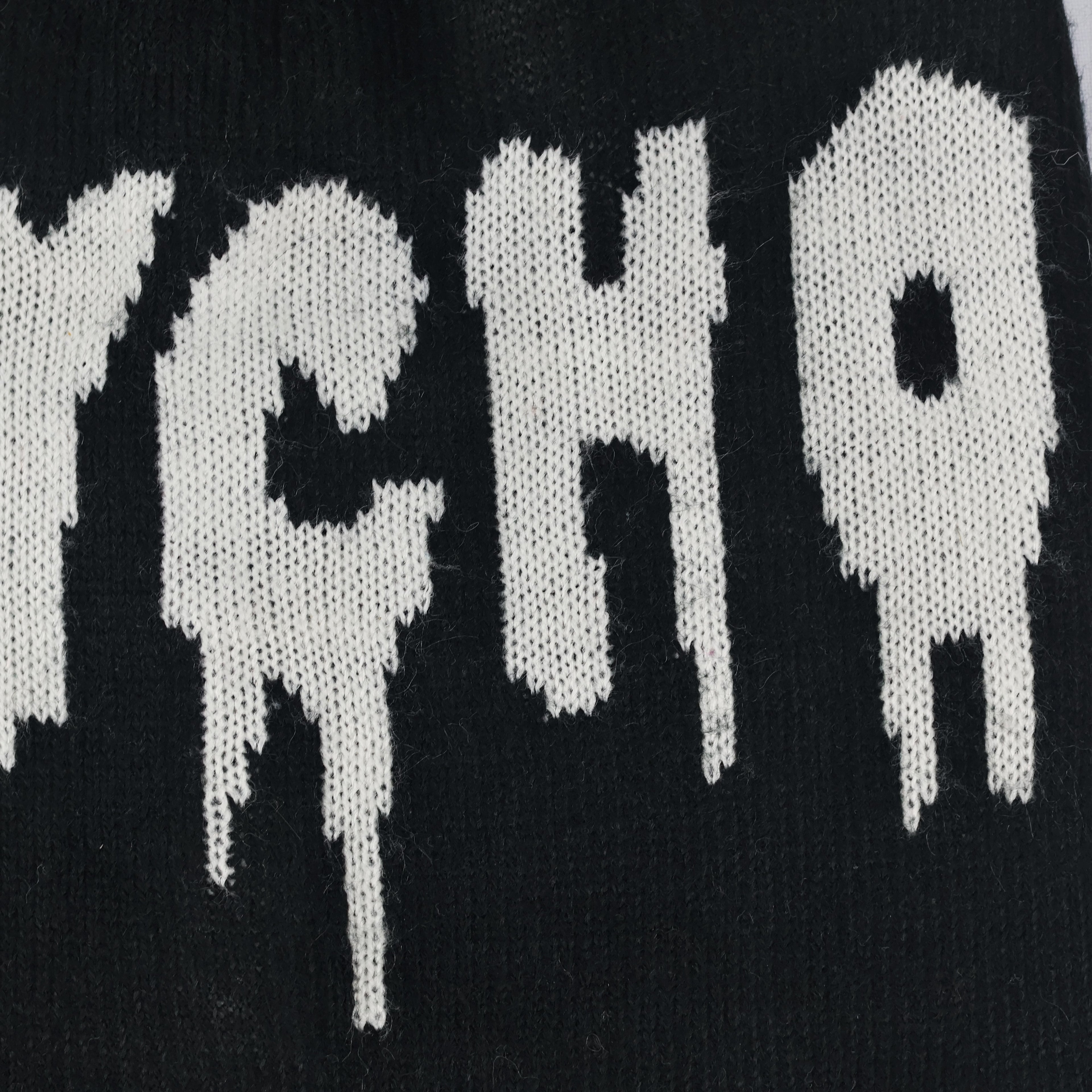 Edgy Black "PHYSCO" Black Thrifted Beanie - Gen Z Streetwear Knit Cap