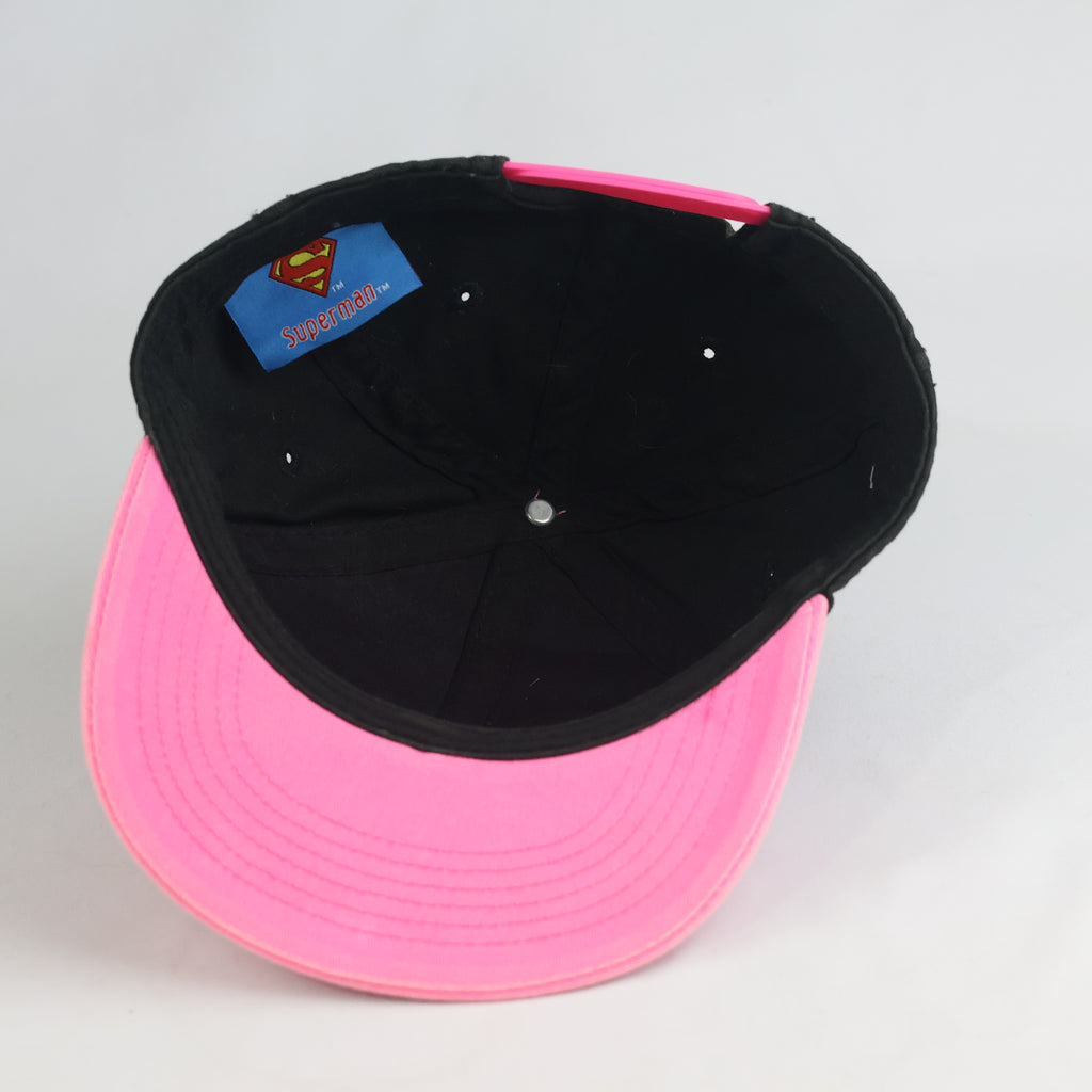 Thrifted Superman Black & Hot Pink Flat Brim Snapback Cap (Size 55–56 cm) | 10861