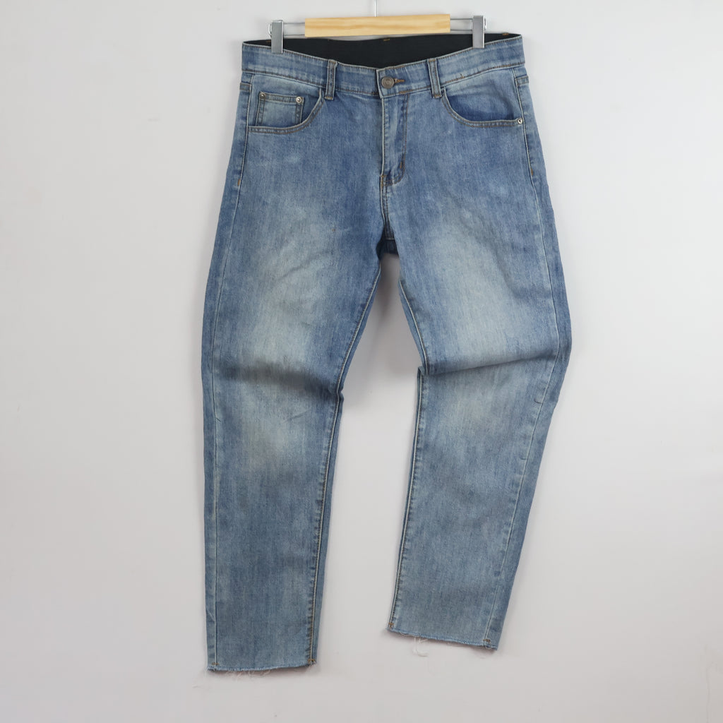 Men's Vintage Style Light Wash Raw Edge Denim 32-34/ J1068