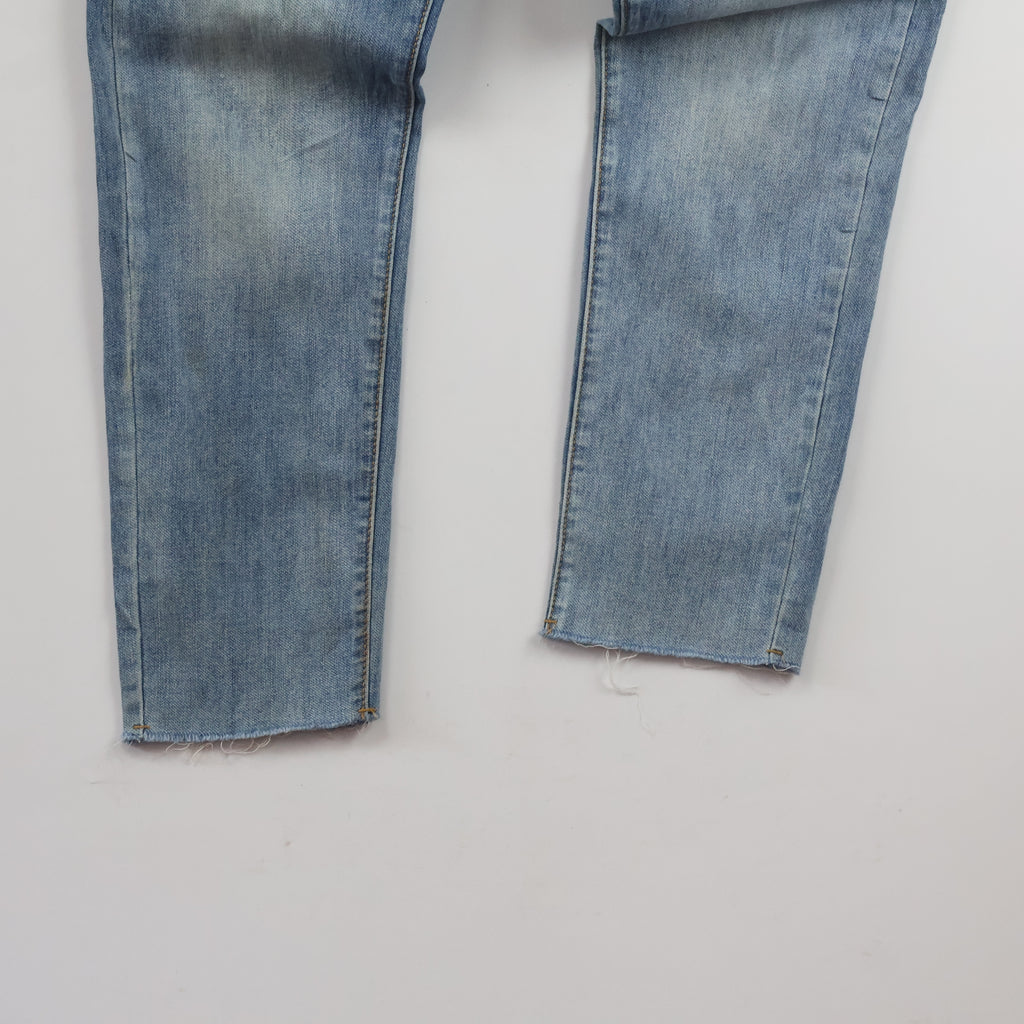 Men's Vintage Style Light Wash Raw Edge Denim 32-34/ J1068
