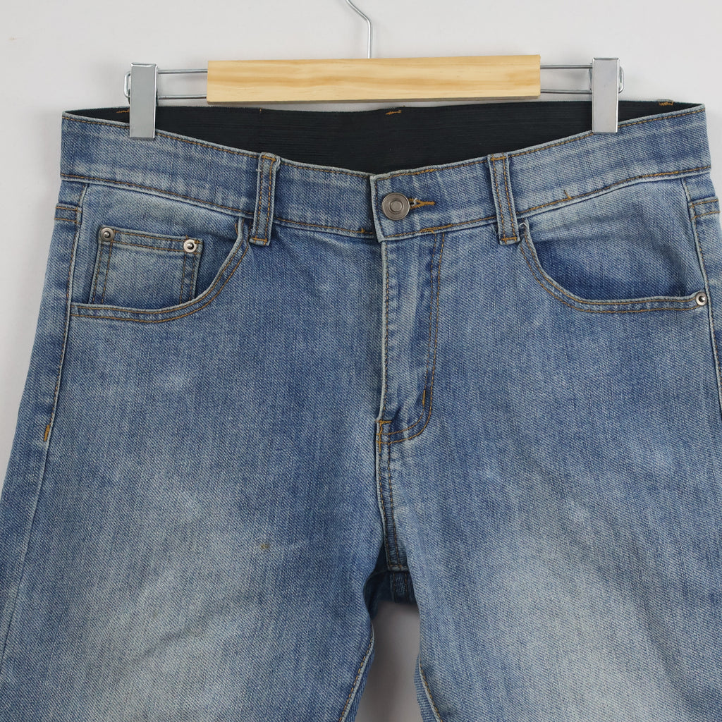 Men's Vintage Style Light Wash Raw Edge Denim 32-34/ J1068