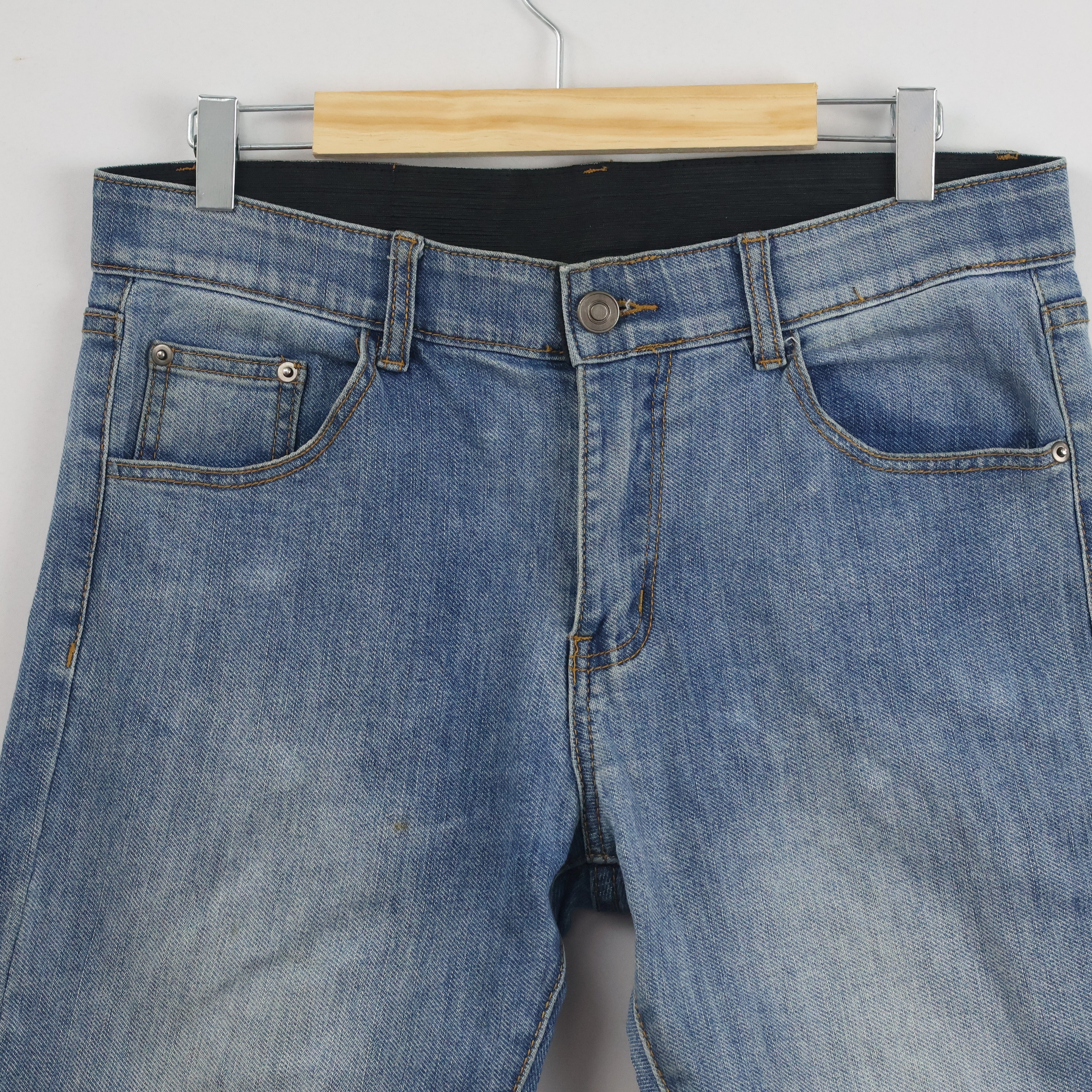 Men's Vintage Style Light Wash Raw Edge Denim 32-34/ J1068