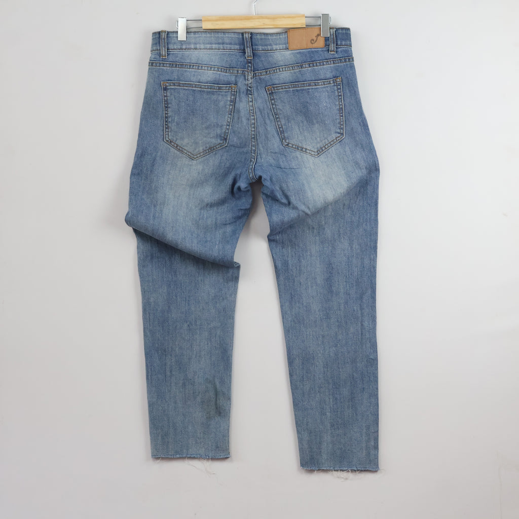 Men's Vintage Style Light Wash Raw Edge Denim 32-34/ J1068