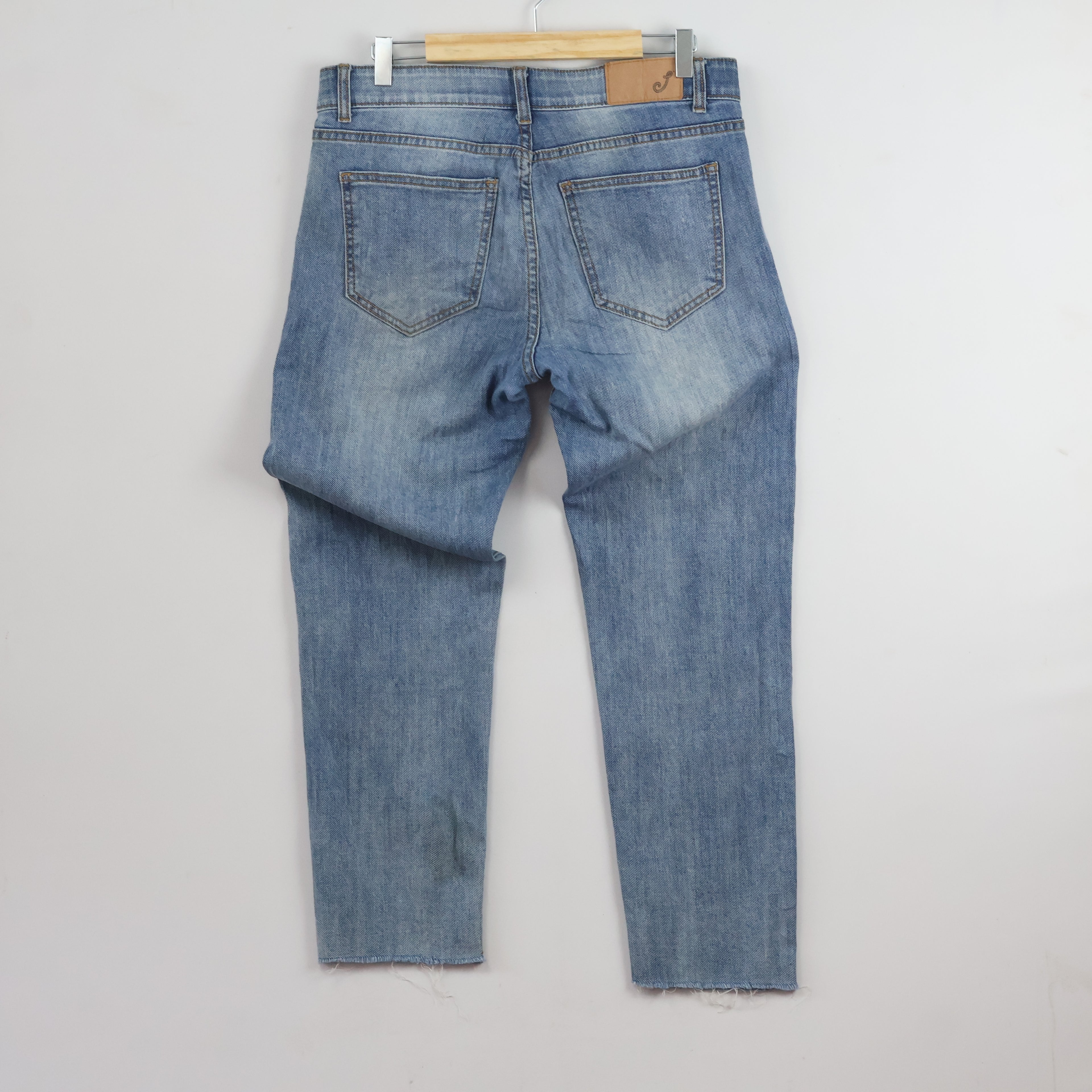 Men's Vintage Style Light Wash Raw Edge Denim 32-34/ J1068