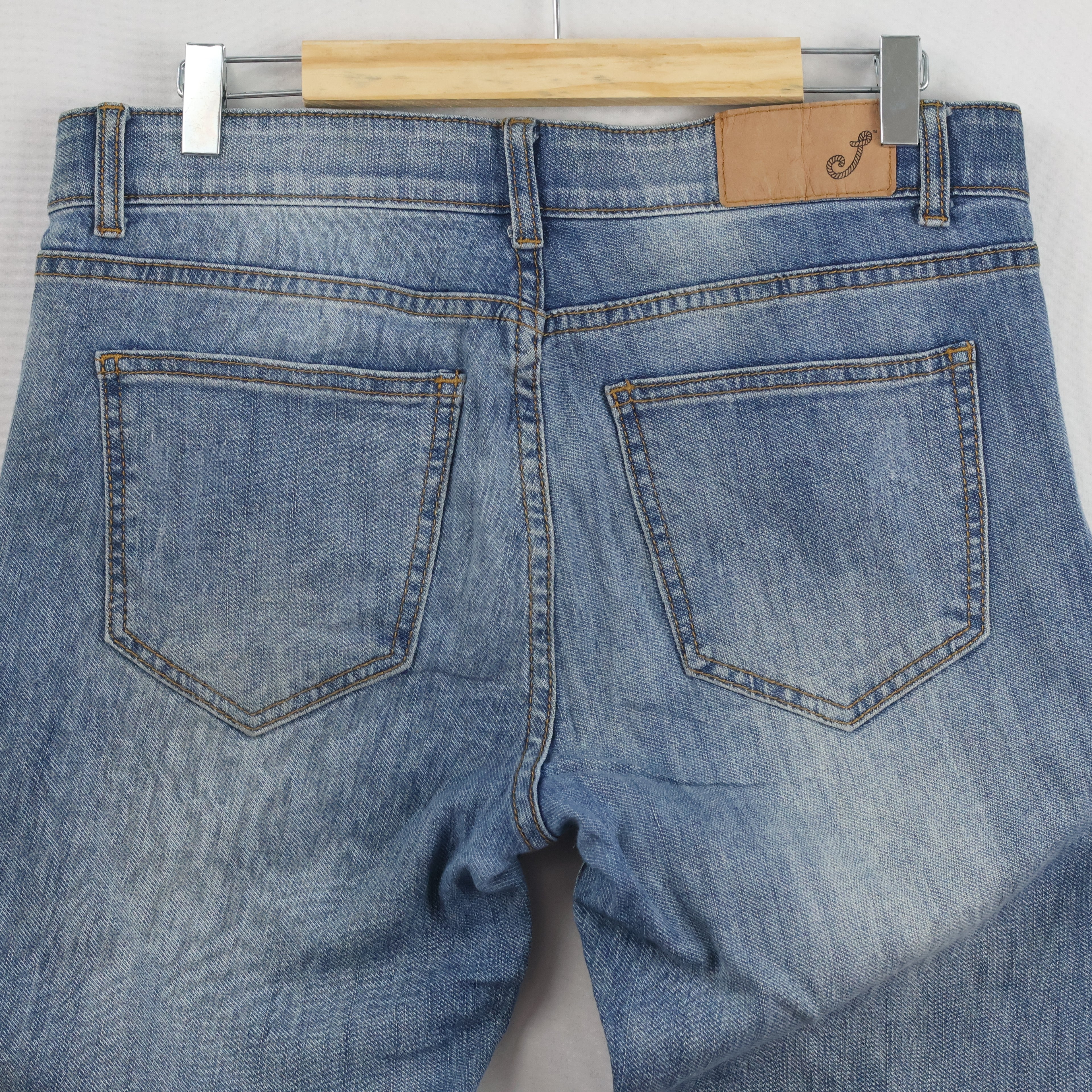Men's Vintage Style Light Wash Raw Edge Denim 32-34/ J1068
