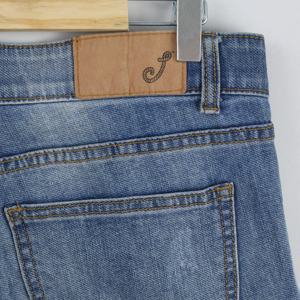 Men's Vintage Style Light Wash Raw Edge Denim 32-34/ J1068