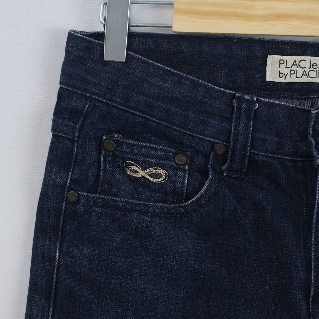 Thrifted Men's PLAC Jeans Dark Blue Slim Fit Denim_30 Waist/ J1067