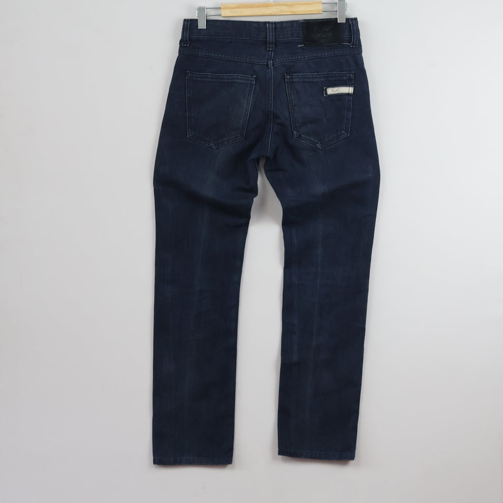 Thrifted Men's PLAC Jeans Dark Blue Slim Fit Denim_30 Waist/ J1067