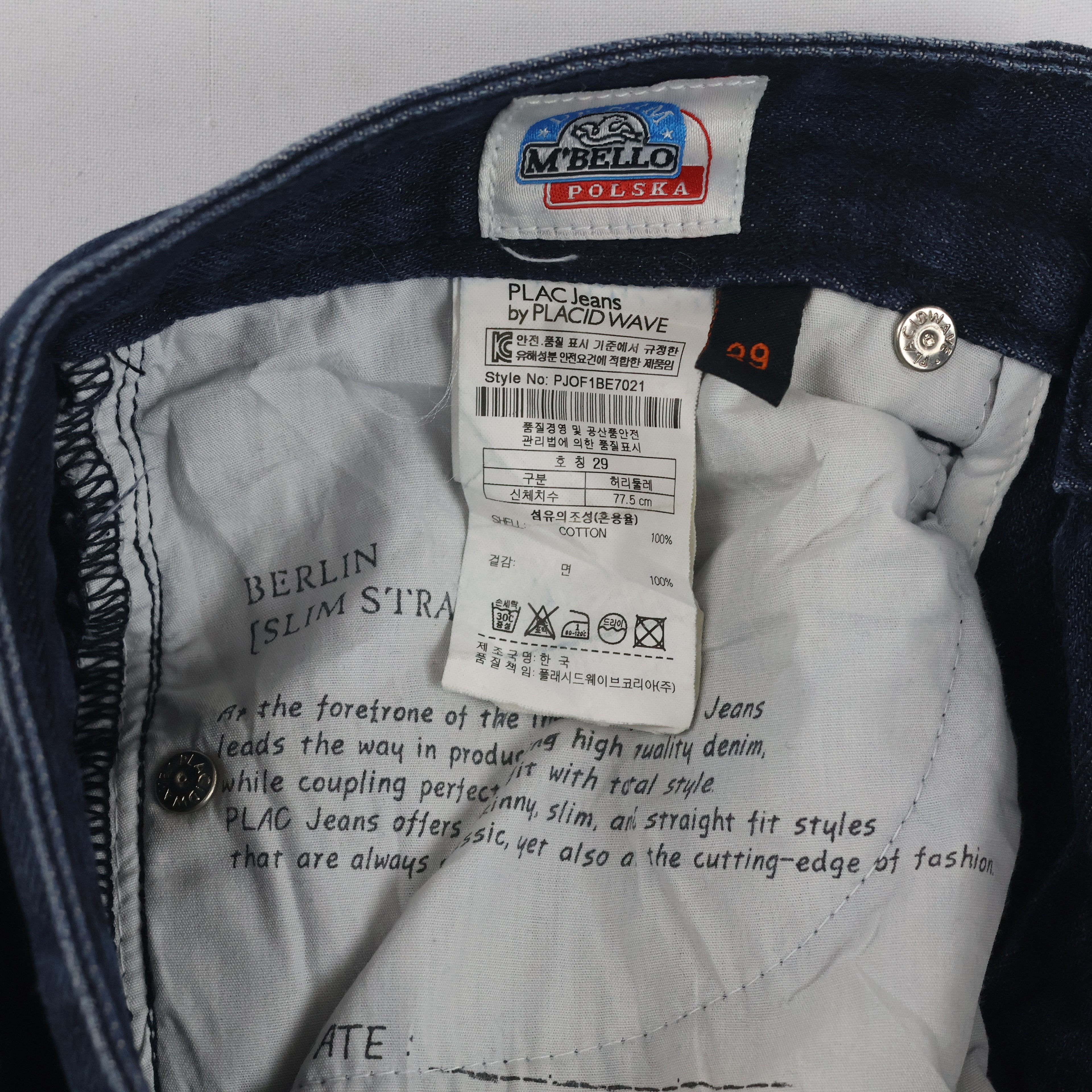 Thrifted Men's PLAC Jeans Dark Blue Slim Fit Denim_30 Waist/ J1067