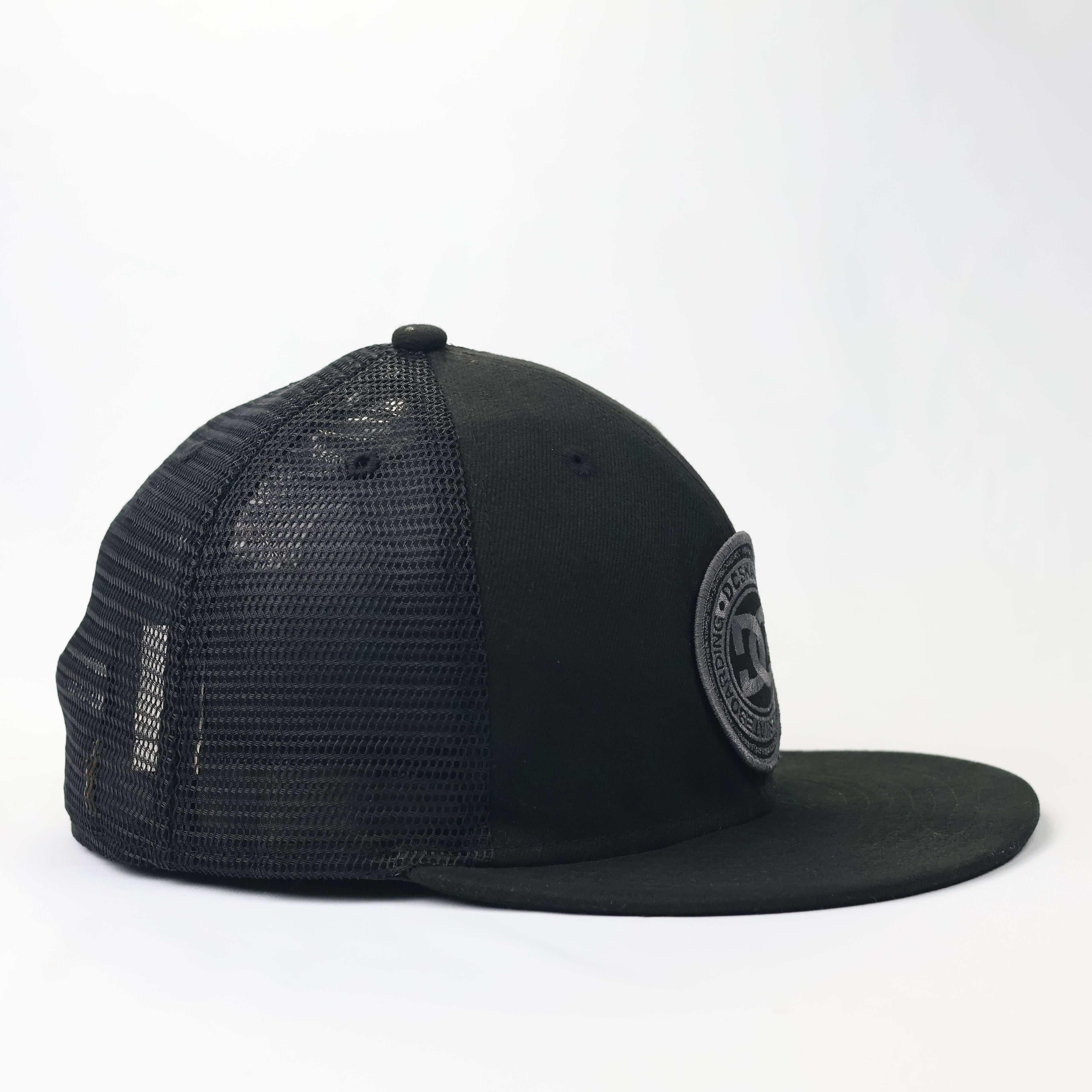 DC Shoes x New Era 59FIFTY Fitted Trucker Thrifted Hat - Black Skateboard Cap