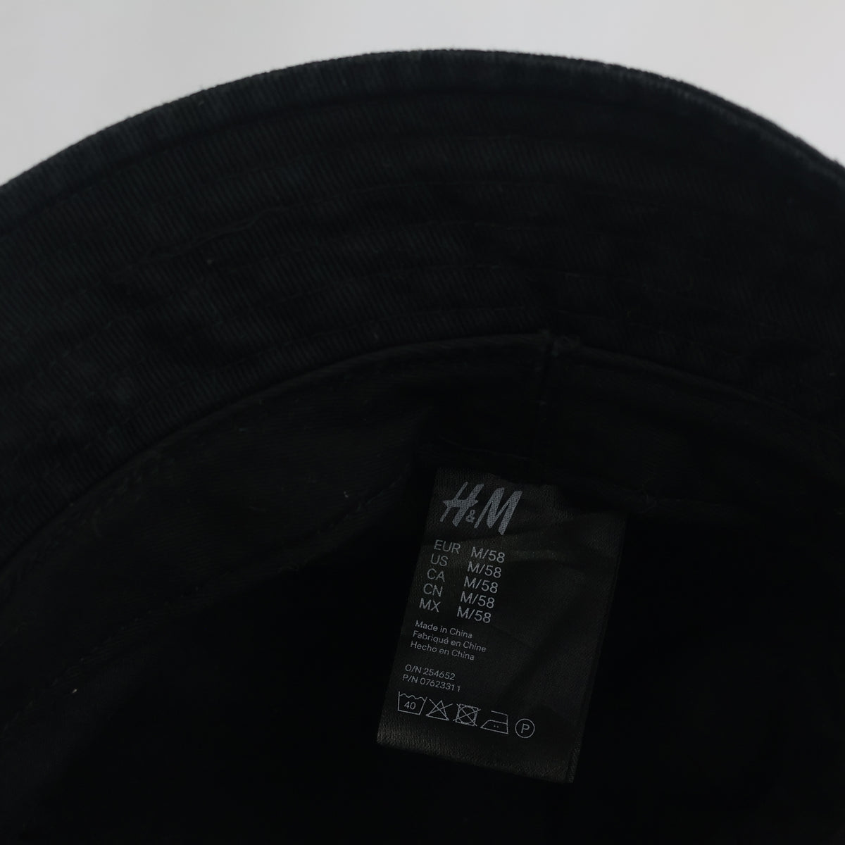 Thrifted H&M Black Cotton Twill Bucket Hat (Size M / 58 cm)