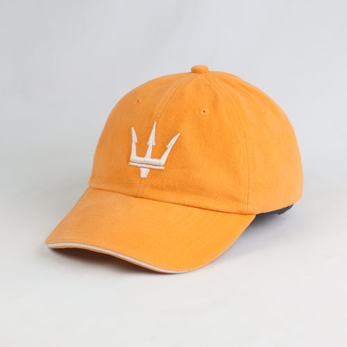 Thrifted Orange Cotton Baseball Cap with White Trident Logo (56-58 cm) | 11010