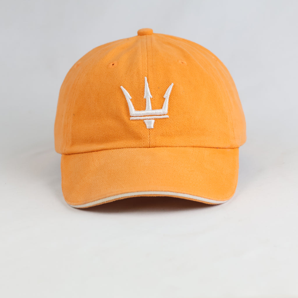 Thrifted Orange Cotton Baseball Cap with White Trident Logo (56-58 cm) | 11010