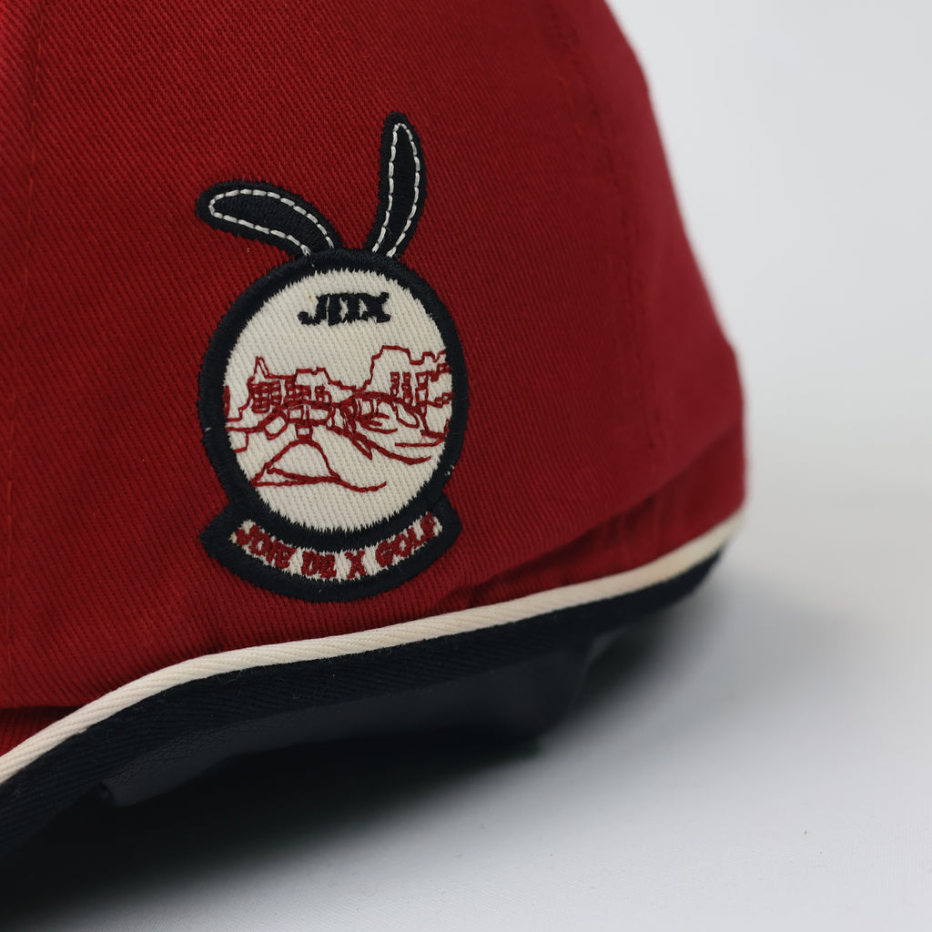 Vintage Red Performance Golf Hat with Black & Cream Piping - JDX