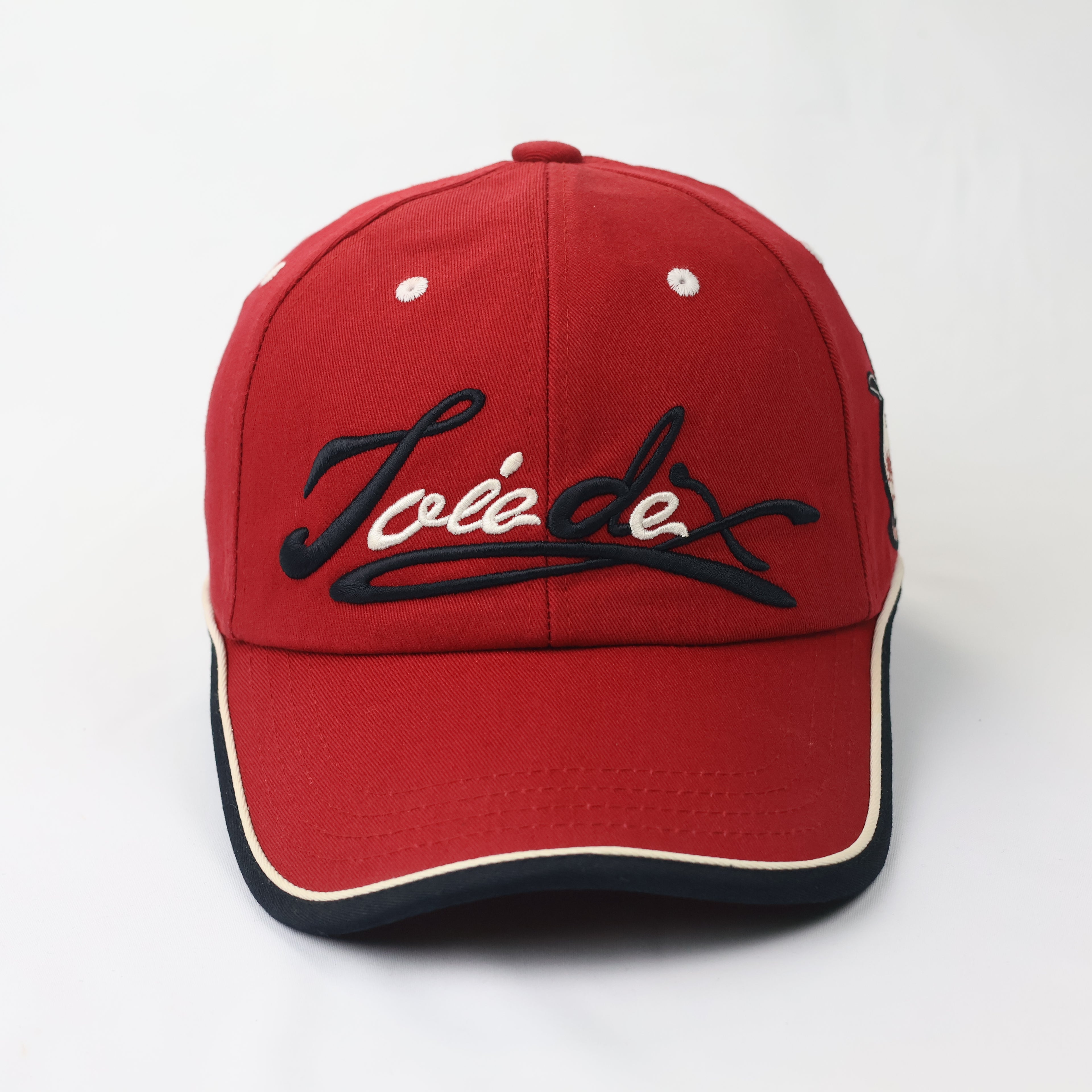 Vintage Red Performance Golf Hat with Black & Cream Piping - JDX