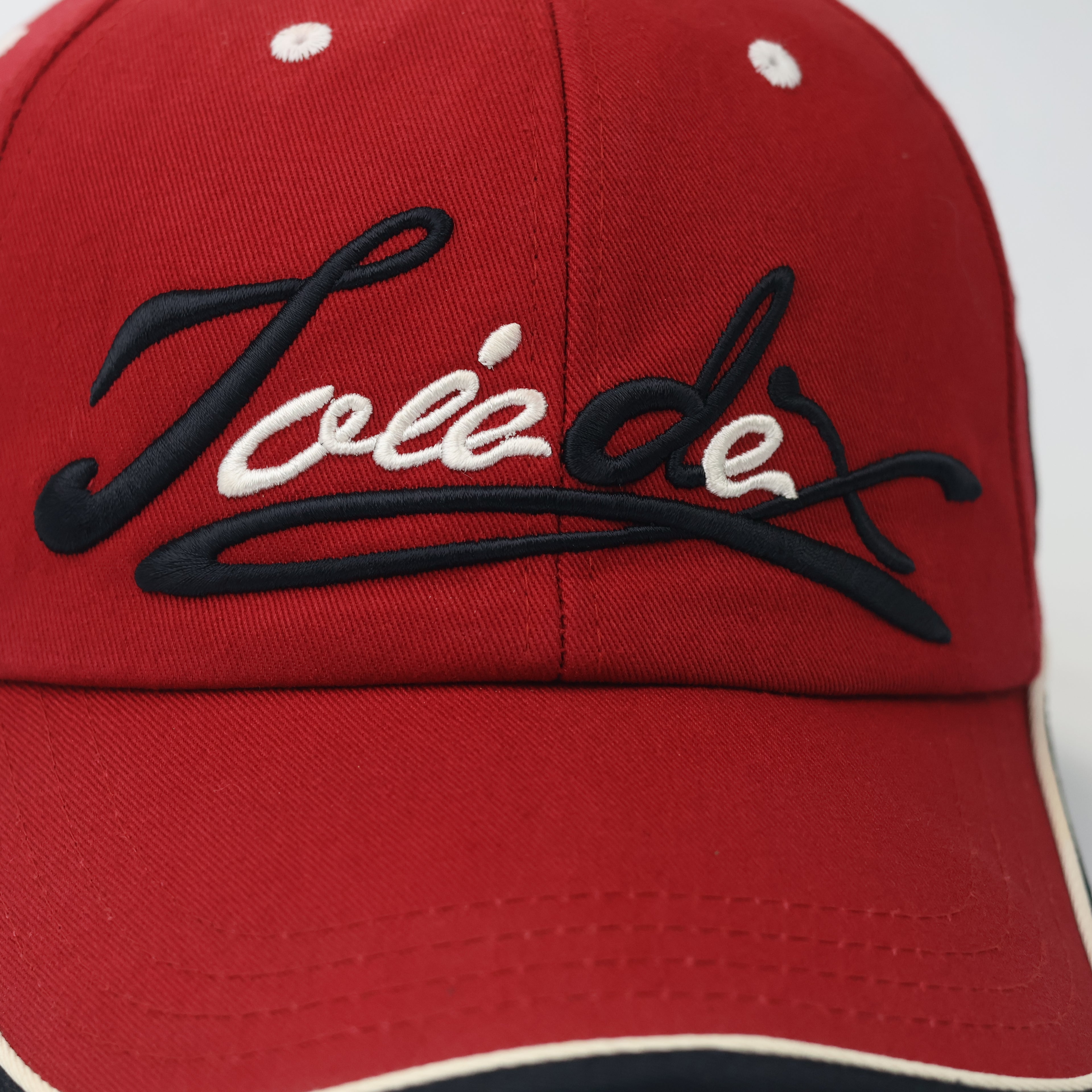 Vintage Red Performance Golf Hat with Black & Cream Piping - JDX