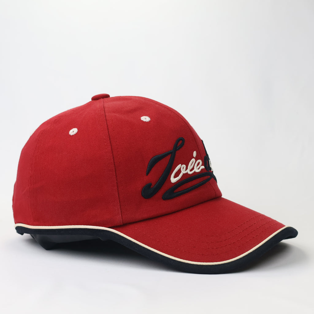 Vintage Red Performance Golf Hat with Black & Cream Piping - JDX