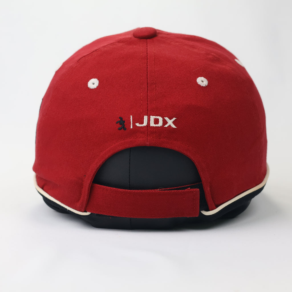 Vintage Red Performance Golf Hat with Black & Cream Piping - JDX
