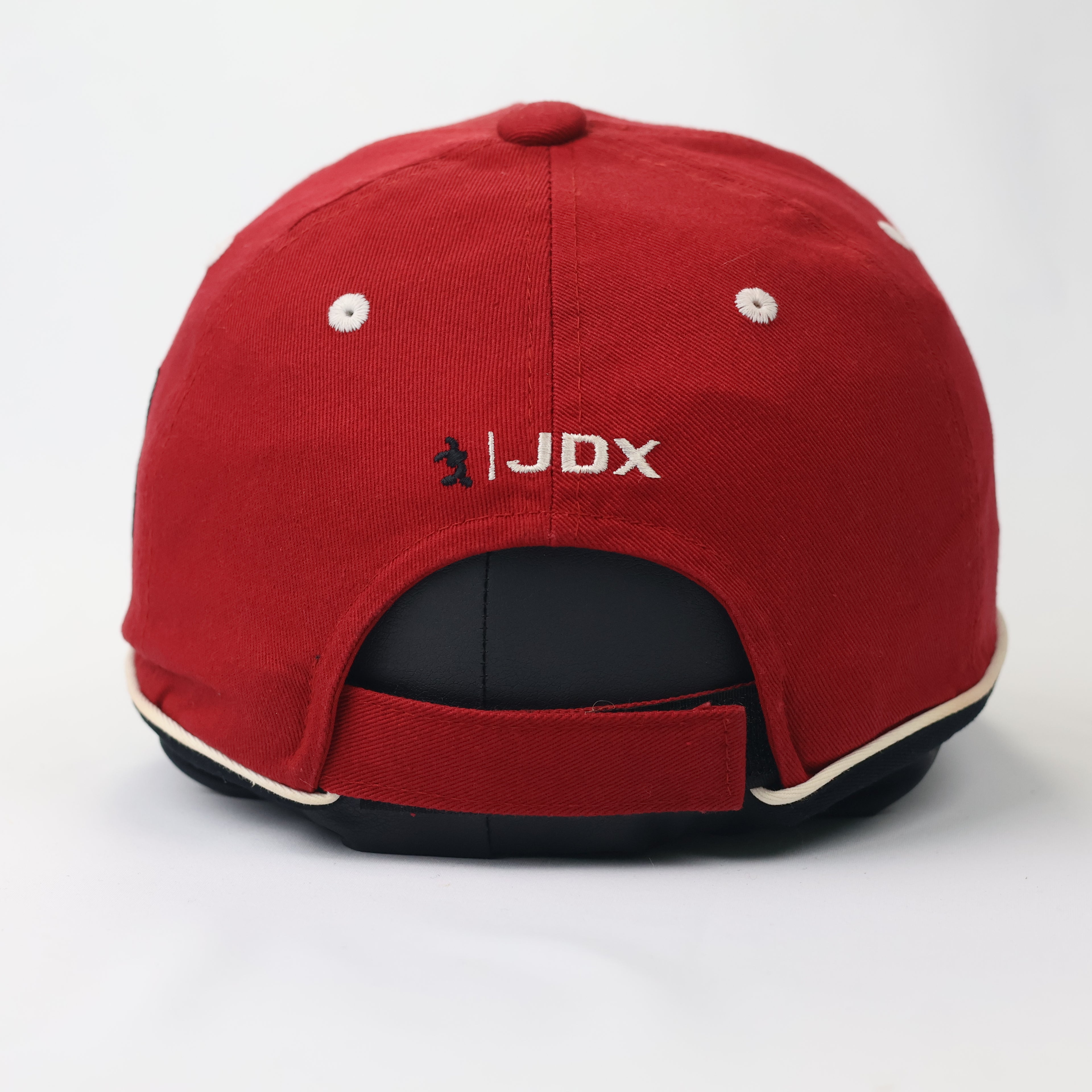Vintage Red Performance Golf Hat with Black & Cream Piping - JDX