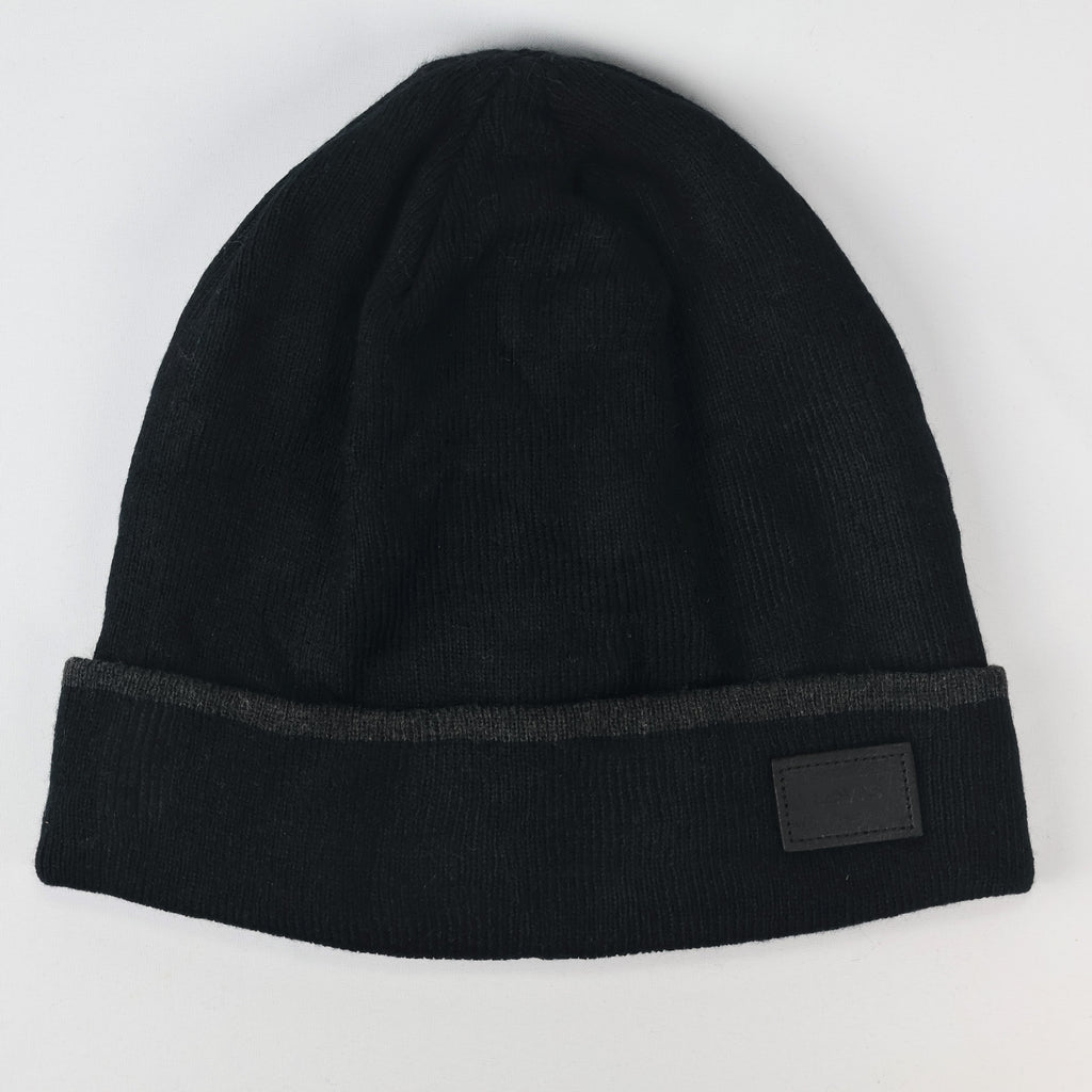 Levi's Classic Black Ribbed  Thrifted Beanie with Signature Red Tab Logo