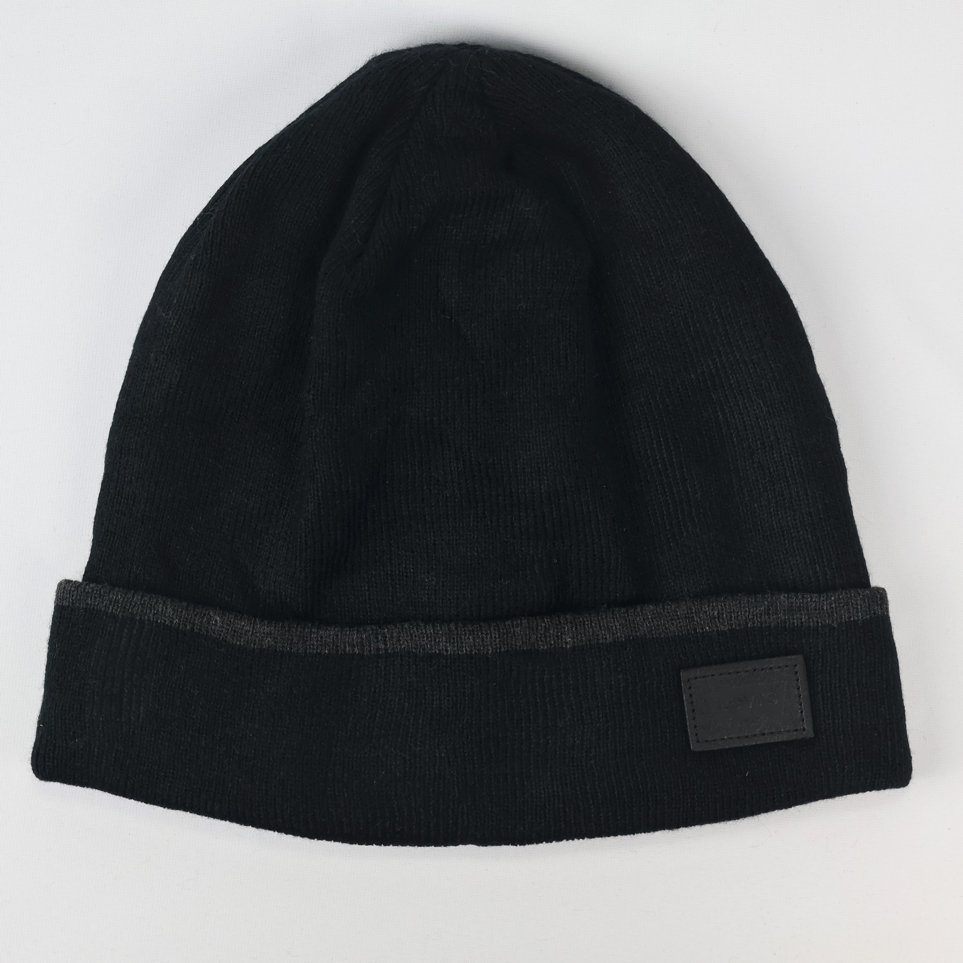 Levi's Classic Black Ribbed  Thrifted Beanie with Signature Red Tab Logo