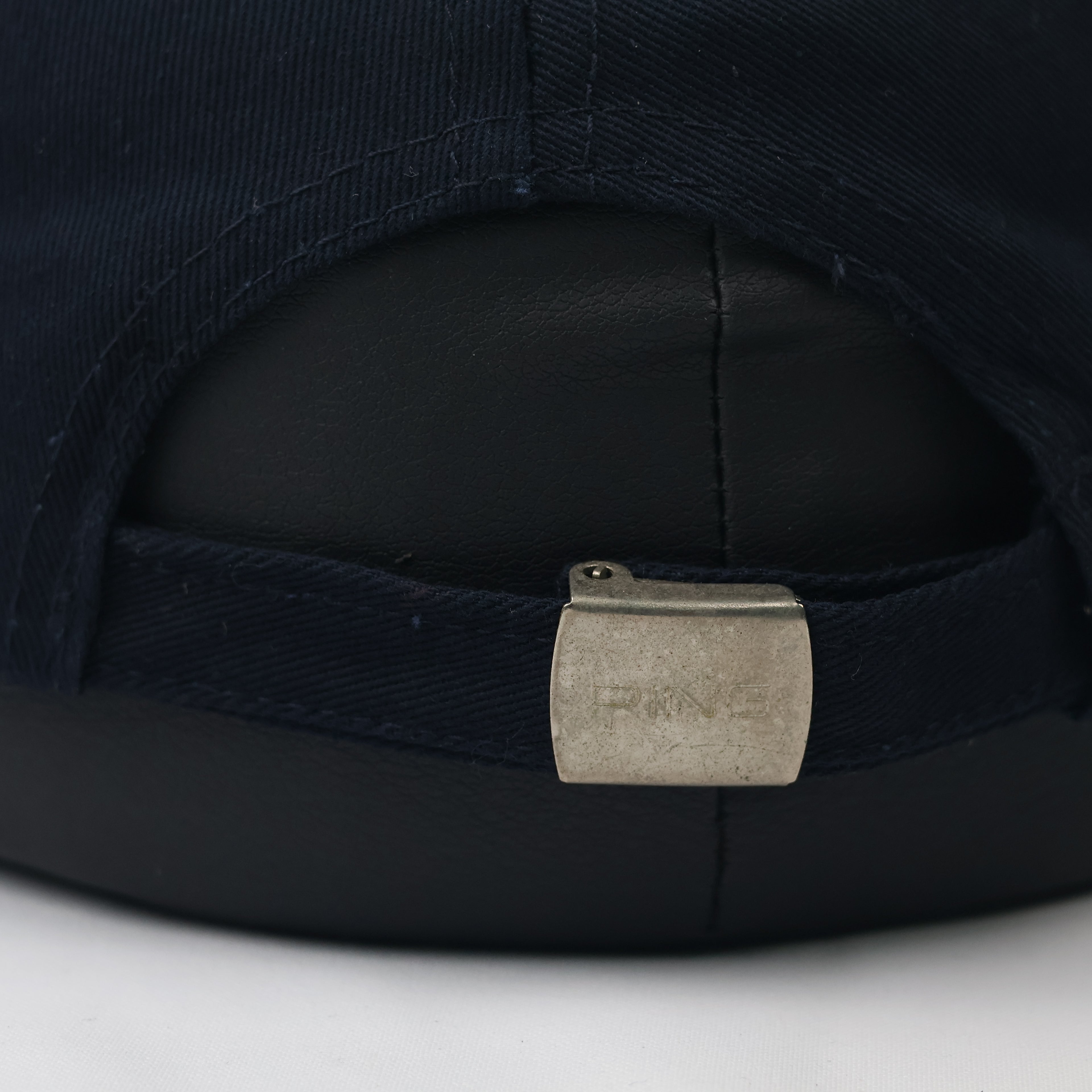 PING Sports Navy Blue Baseball Thrifted Cap - White & Red 3D Embroidery