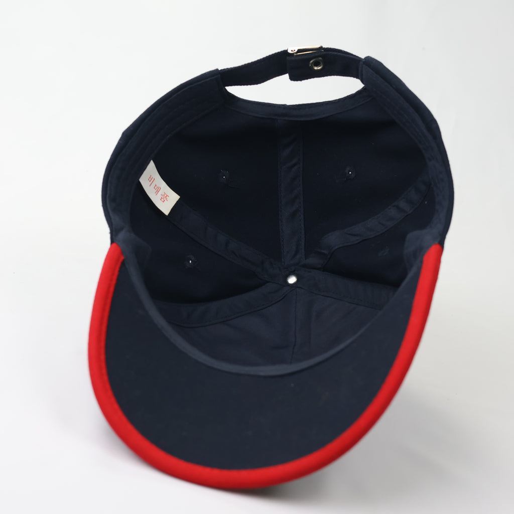 PING Sports Navy Blue Baseball Thrifted Cap - White & Red 3D Embroidery