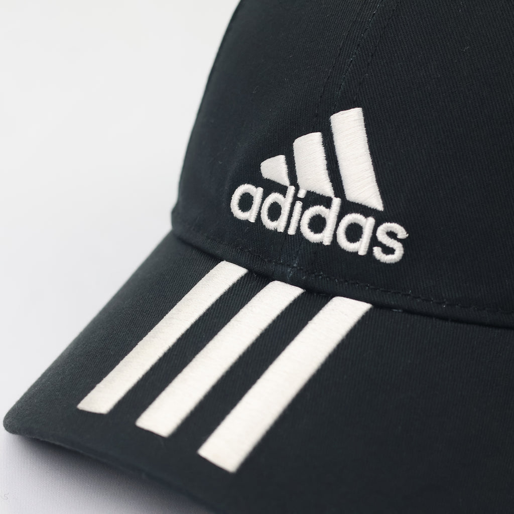 Authentic Adidas 3-Stripe Embroidered Black Thrifted Baseball Cap