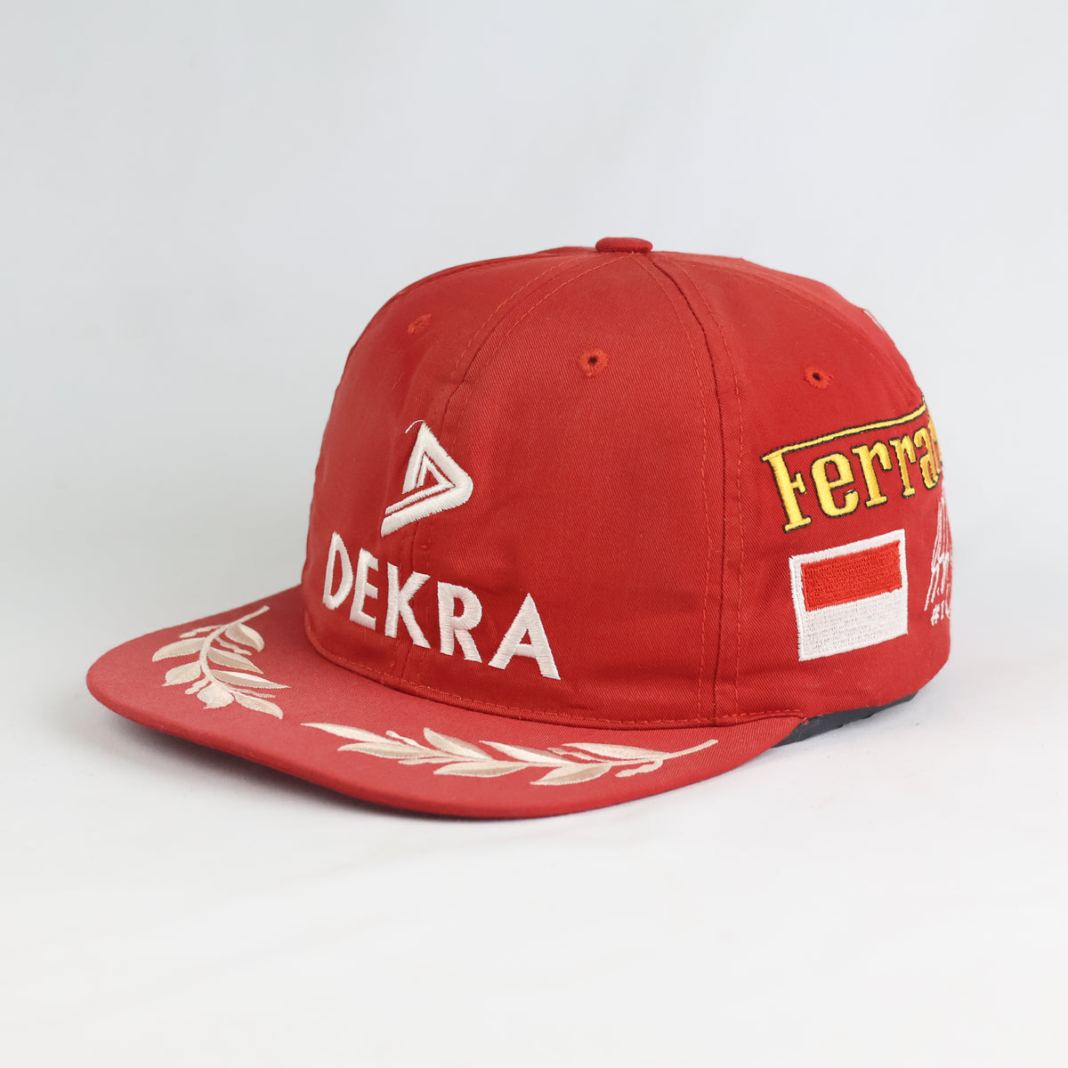 Thrifted Michael Schumacher Ferrari Red DEKRA Laurel Flat Brim Snapback (Size 56–58 cm) | 10868