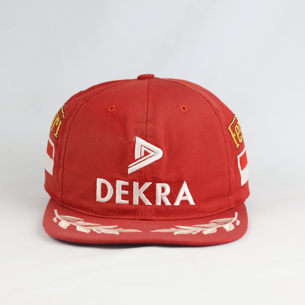 Thrifted Michael Schumacher Ferrari Red DEKRA Laurel Flat Brim Snapback (Size 56–58 cm) | 10868