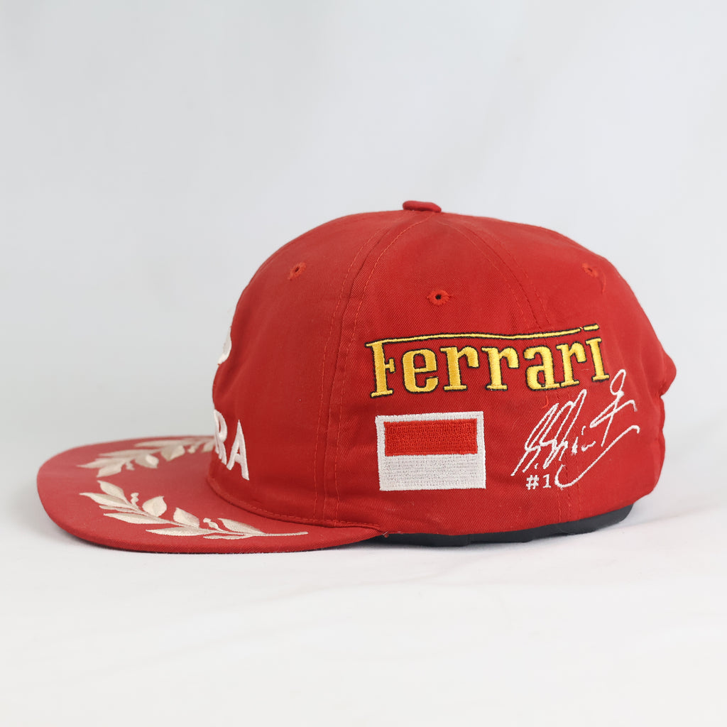 Thrifted Michael Schumacher Ferrari Red DEKRA Laurel Flat Brim Snapback (Size 56–58 cm) | 10868