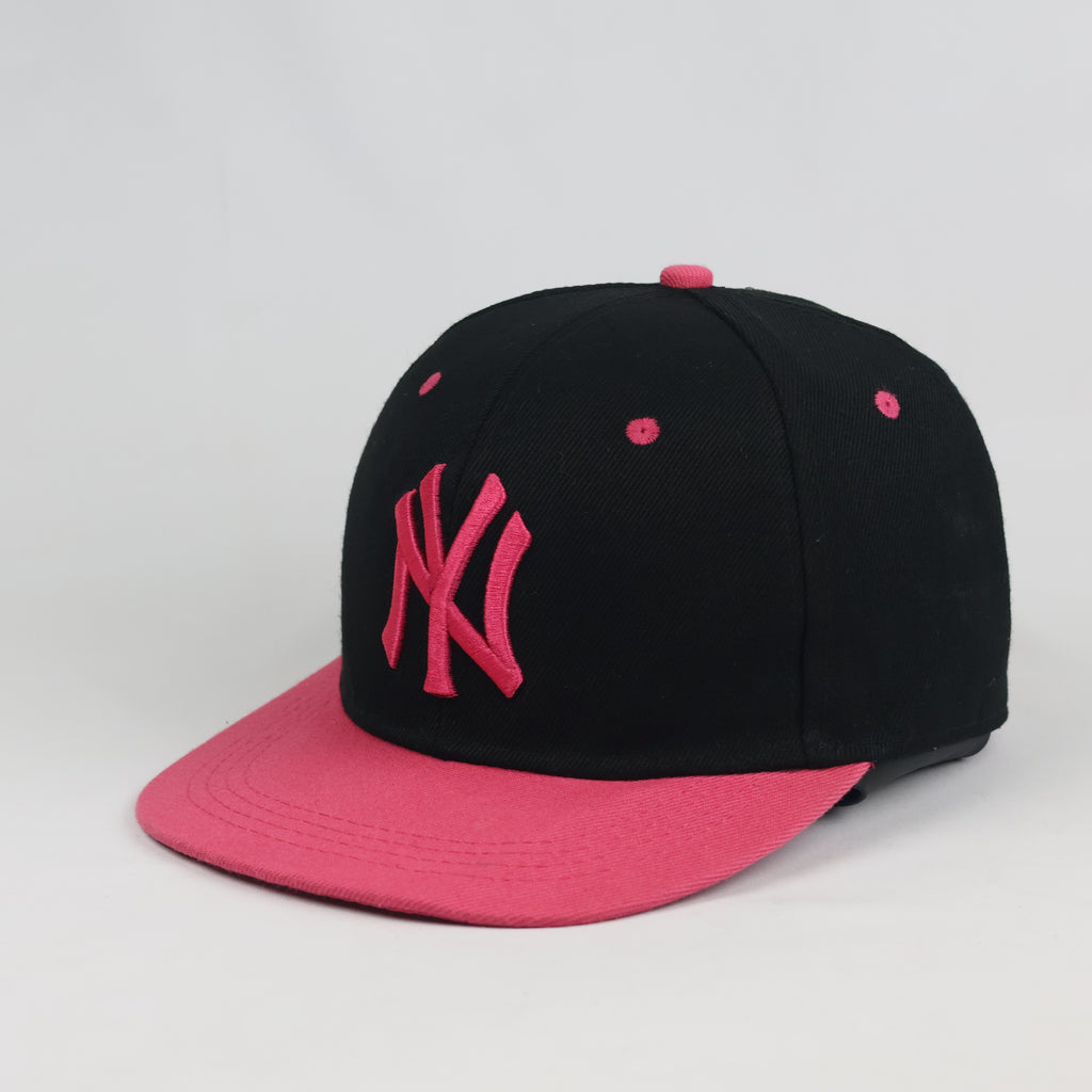Thrifted NY Yankees New Era Fits Baseball Cap - Black Hot Pink Flat Brim Hat