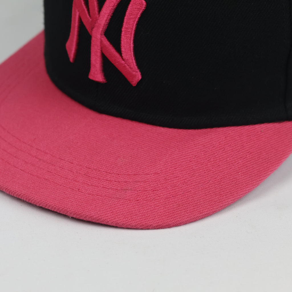 Thrifted NY Yankees New Era Fits Baseball Cap - Black Hot Pink Flat Brim Hat