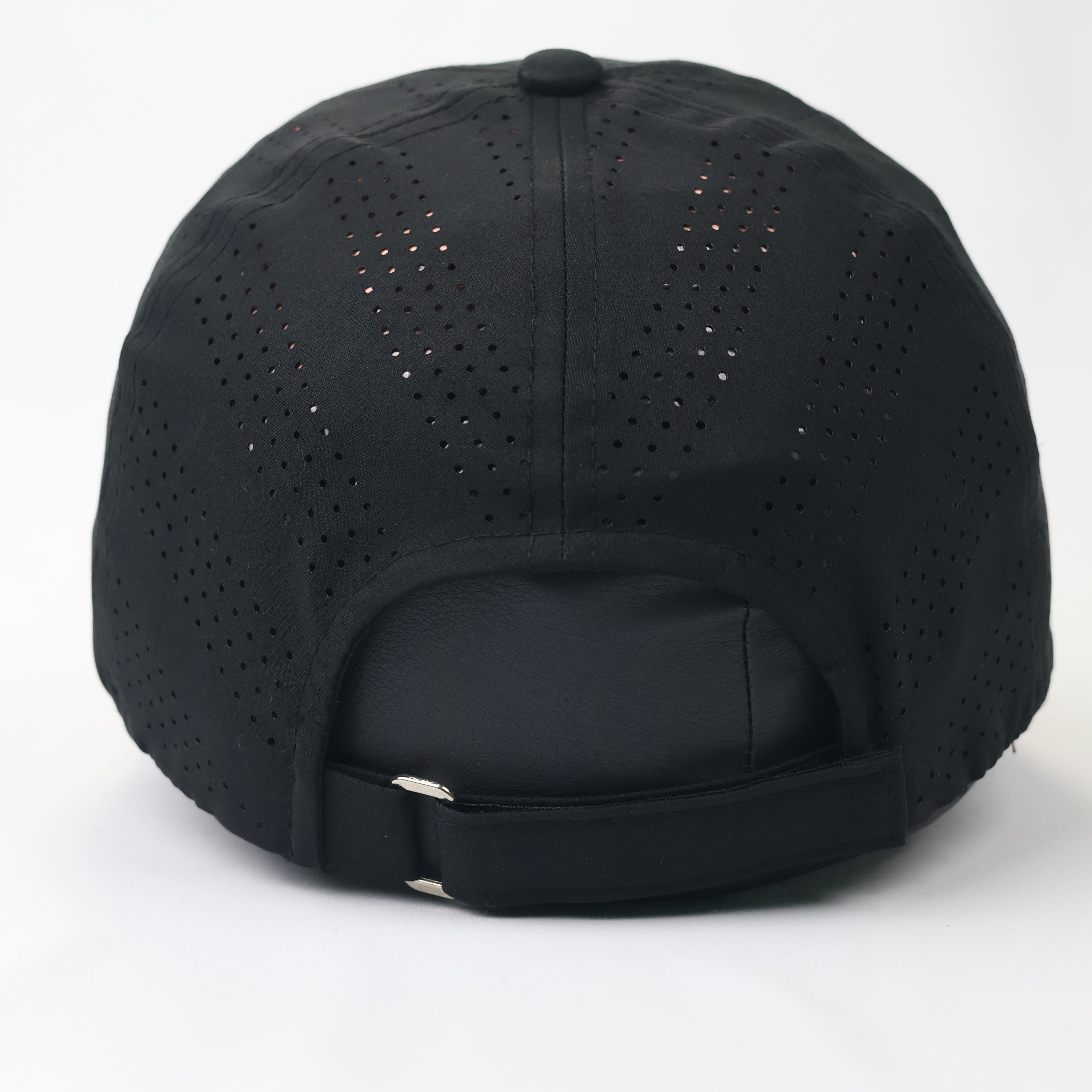 MQUM Black Laser-Cut Baseball Thrifted Cap with Detachable Chiffon Bow