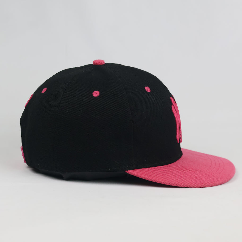Thrifted NY Yankees New Era Fits Baseball Cap - Black Hot Pink Flat Brim Hat