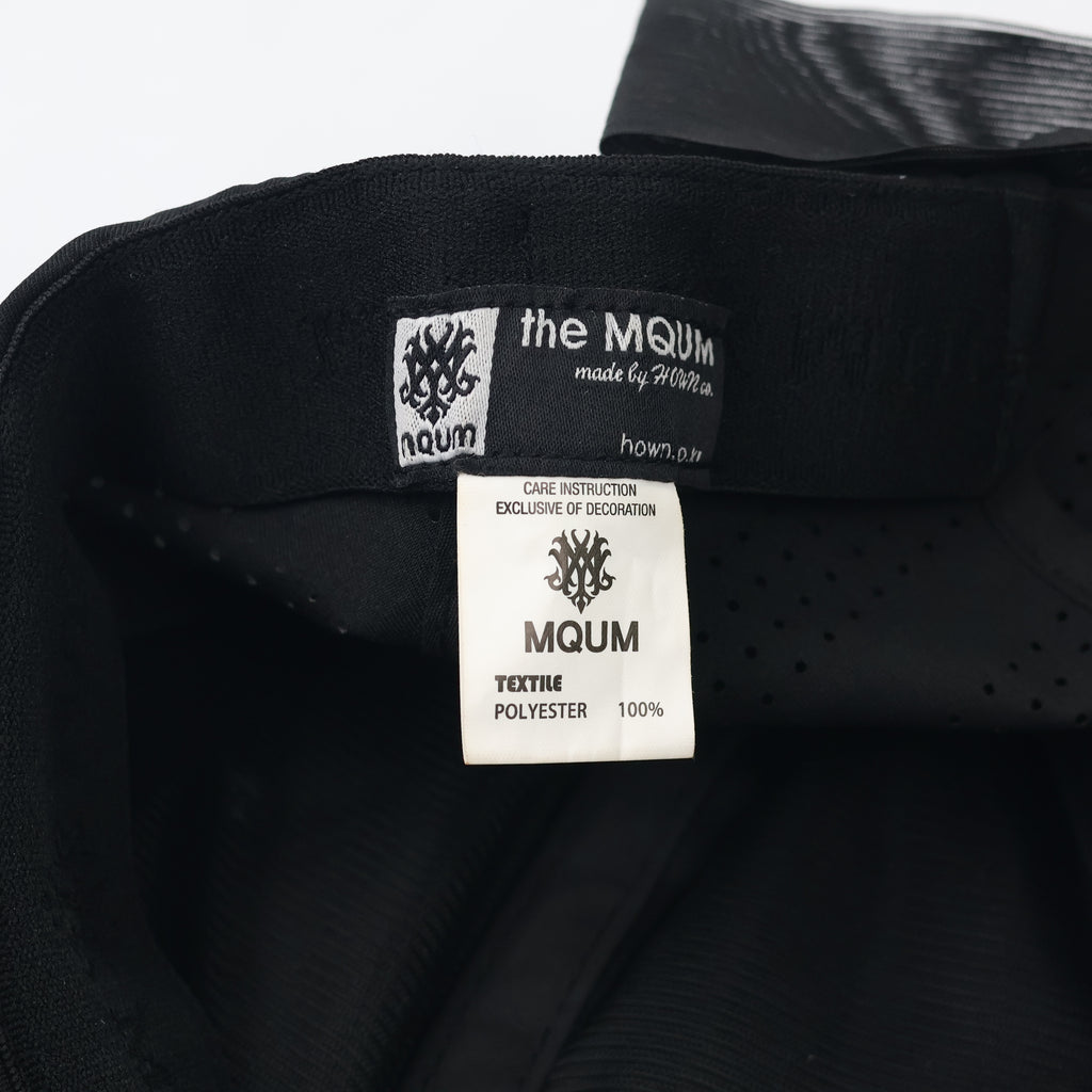 MQUM Black Laser-Cut Baseball Thrifted Cap with Detachable Chiffon Bow