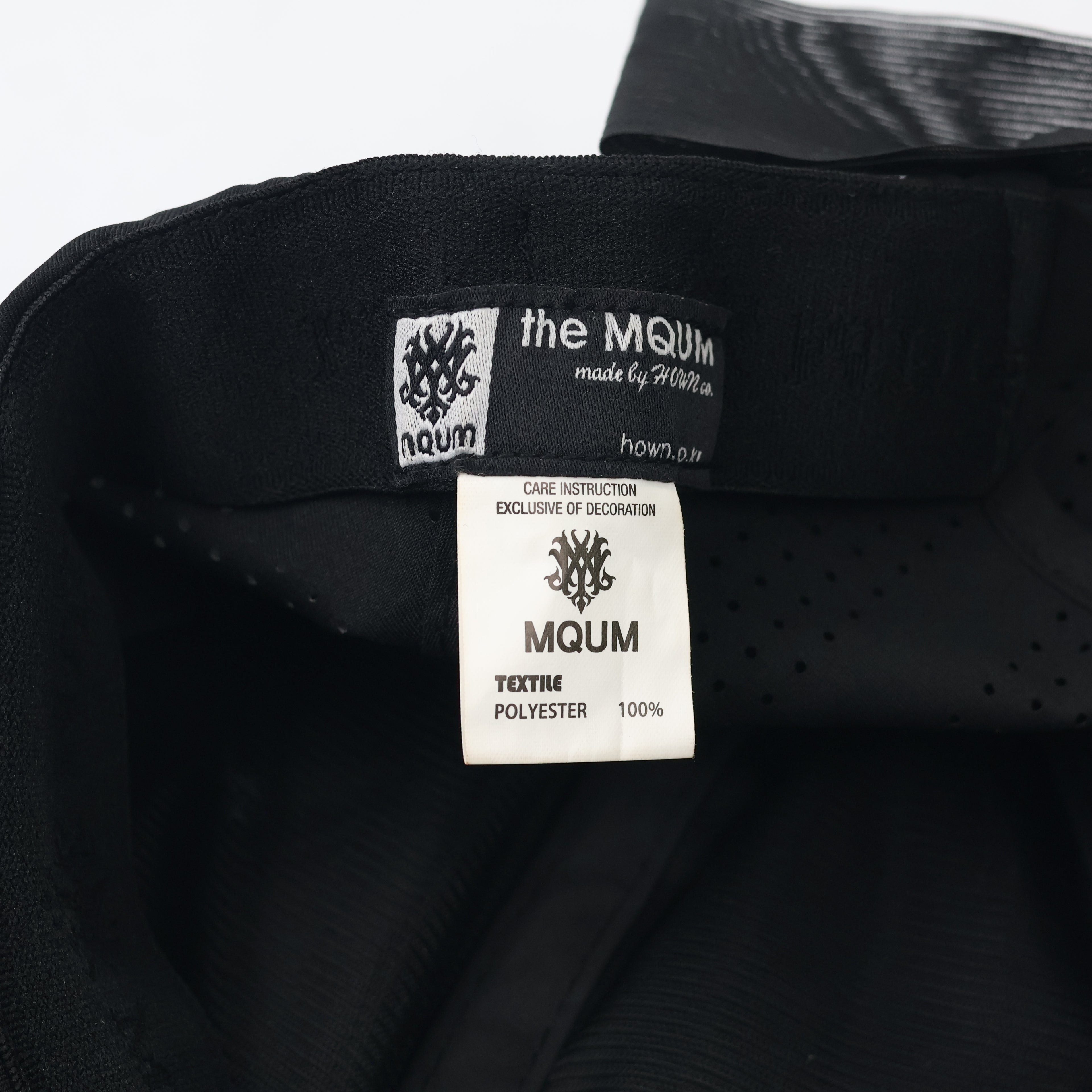 MQUM Black Laser-Cut Baseball Thrifted Cap with Detachable Chiffon Bow