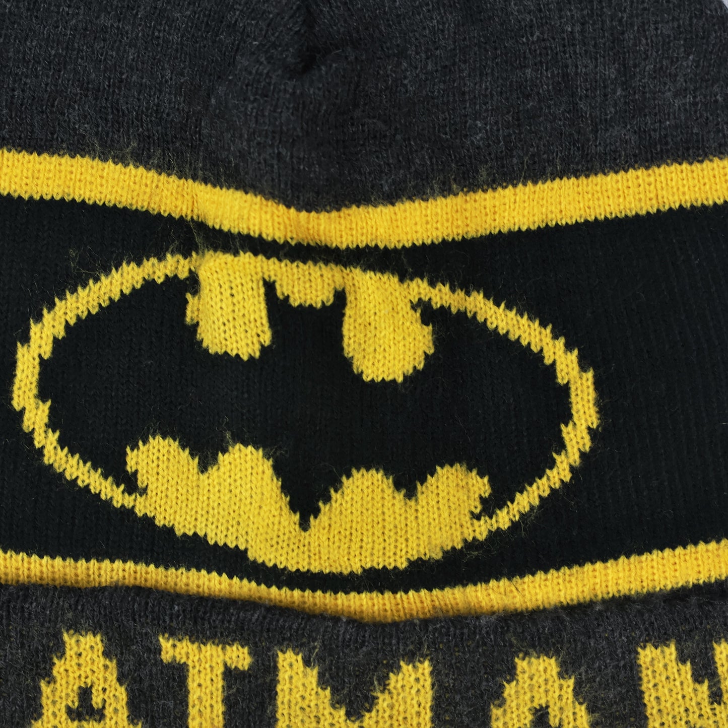 DC Comics Batman Logo Winter Thrifted Beanie - Black Knit Cuffed Hat