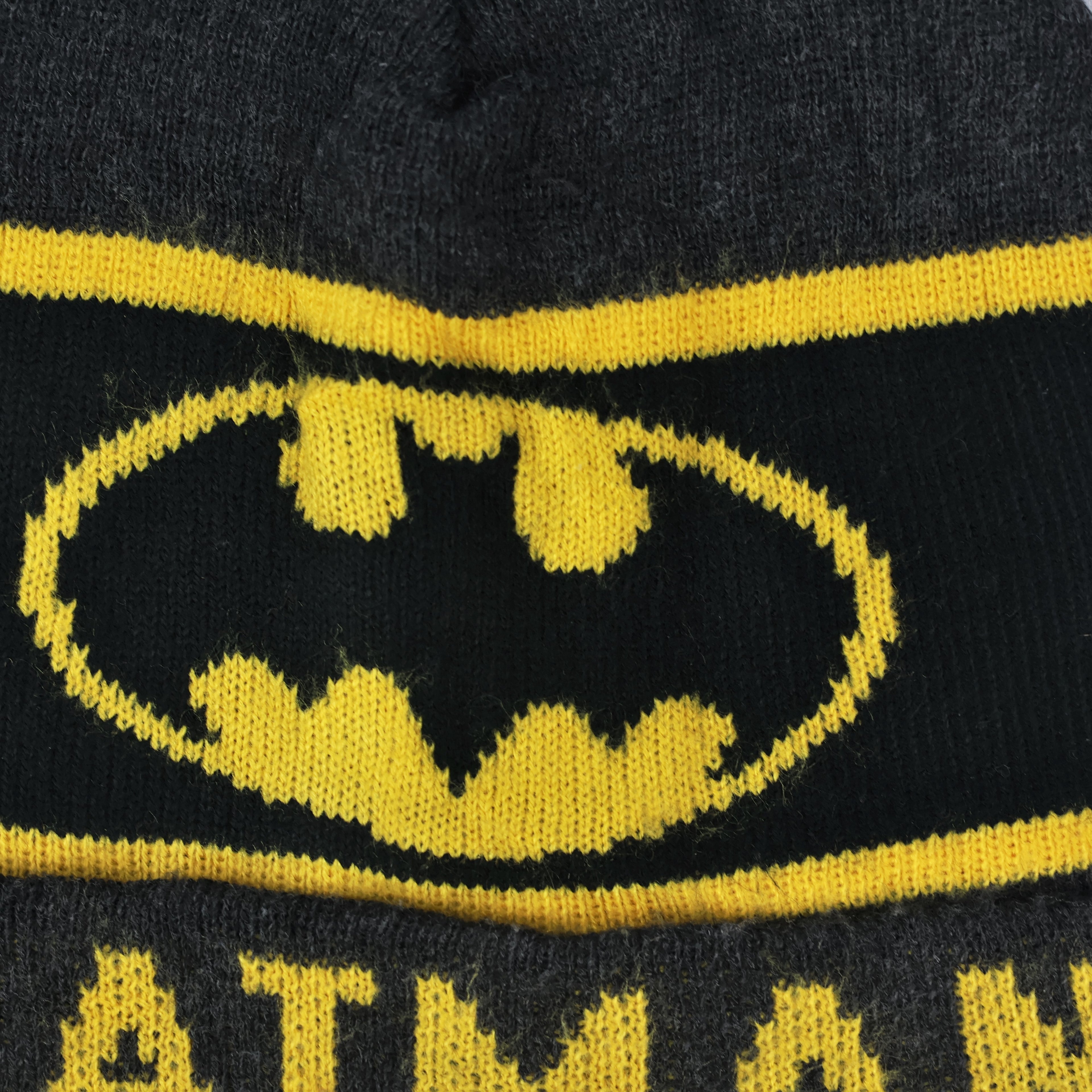 DC Comics Batman Logo Winter Thrifted Beanie - Black Knit Cuffed Hat