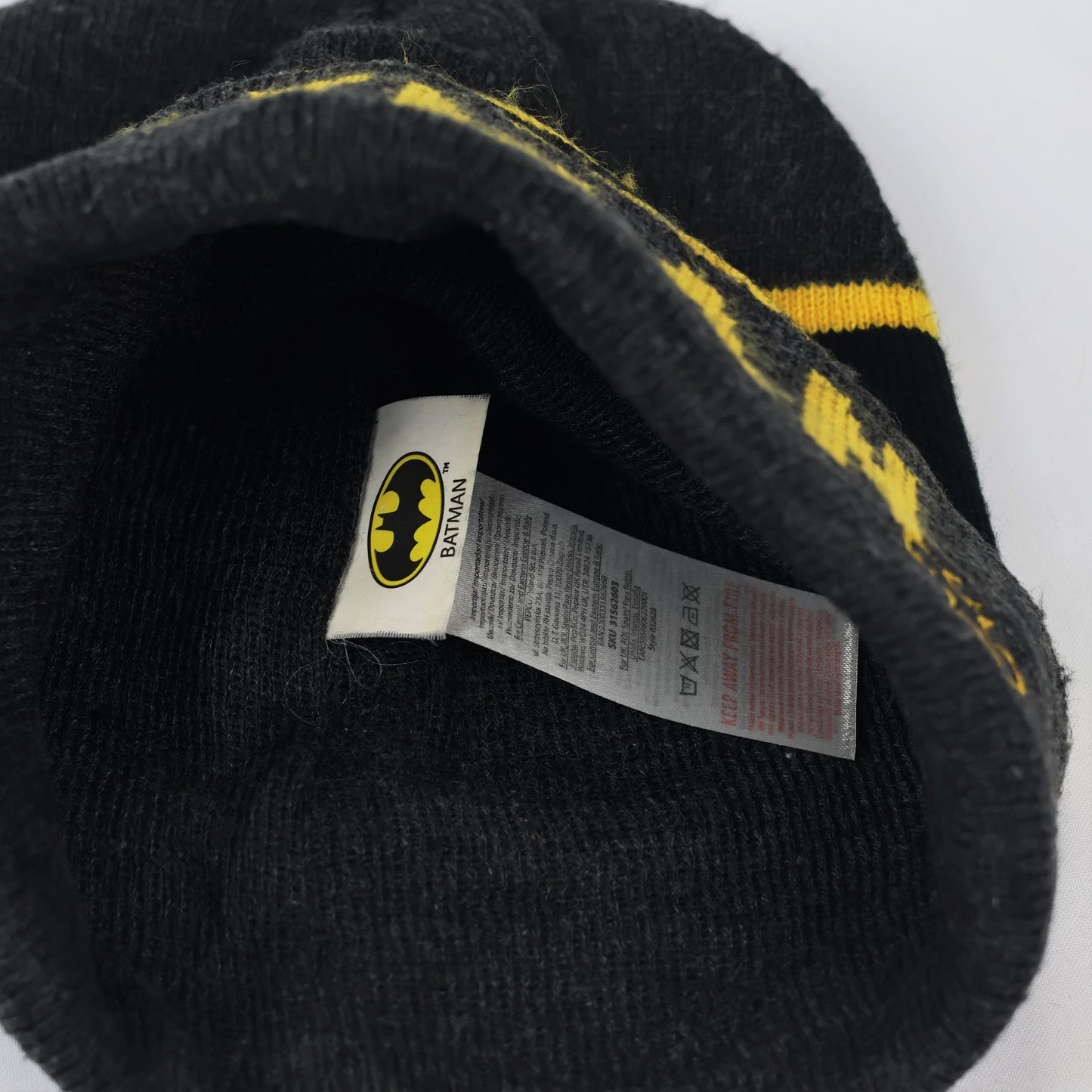 DC Comics Batman Logo Winter Thrifted Beanie - Black Knit Cuffed Hat