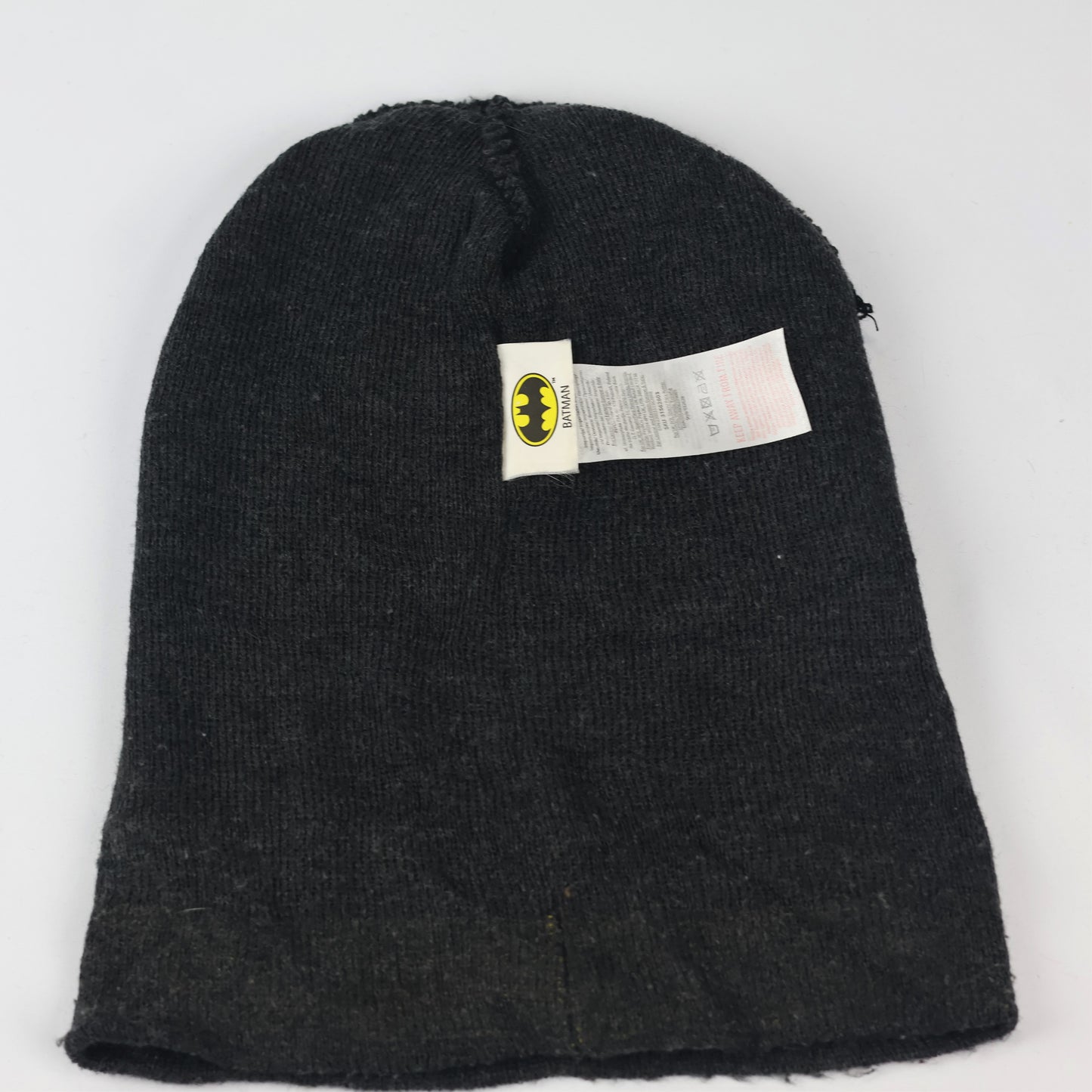 DC Comics Batman Logo Winter Thrifted Beanie - Black Knit Cuffed Hat