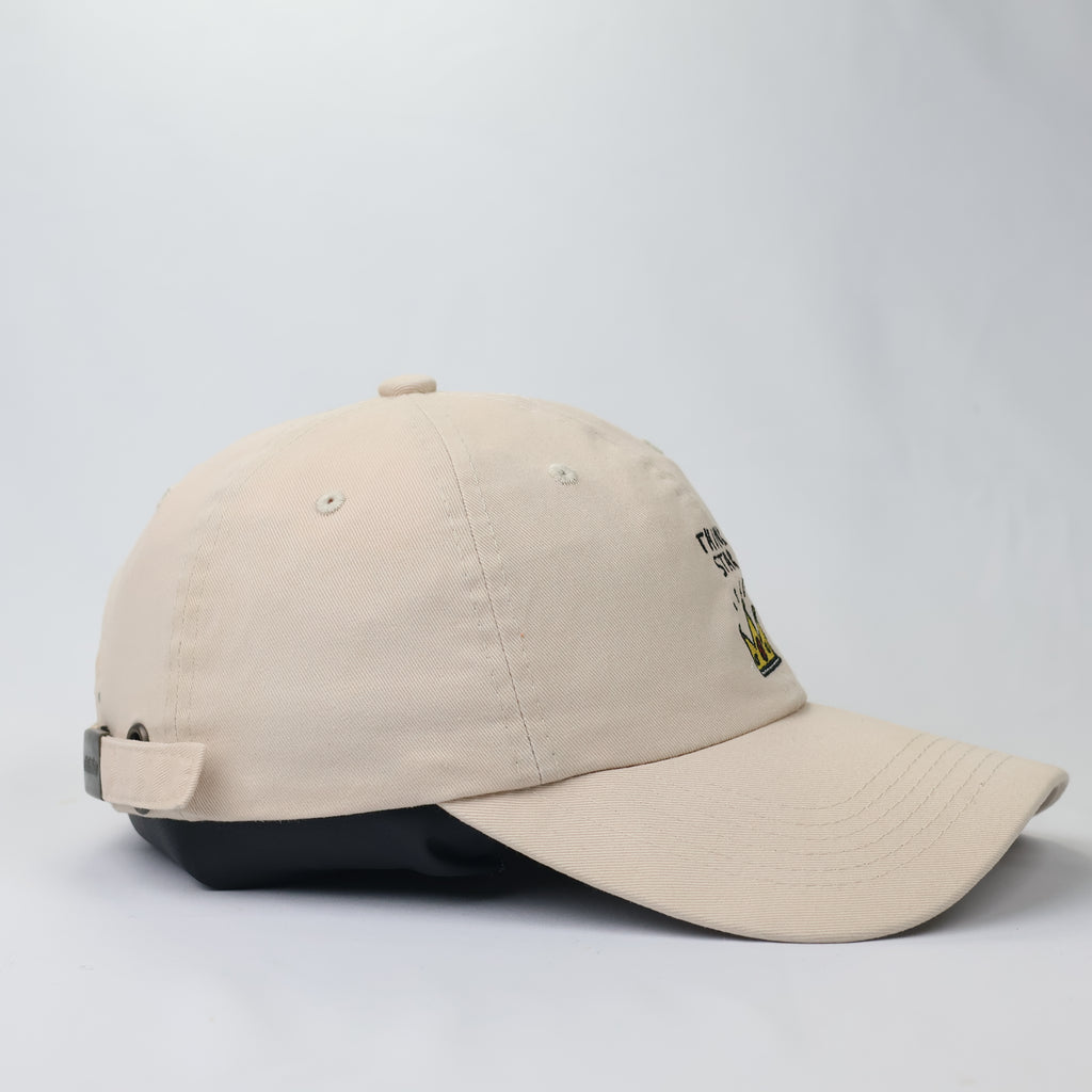 Elstinko "Think Star" Beige Cotton Dad Hat - Embroidered Crown Cap