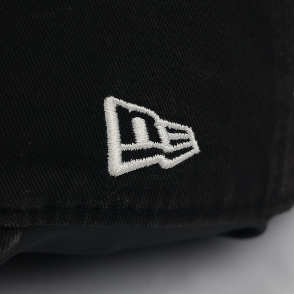 Thrifted New Era 9FORTY NY Yankees Baseball Cap - Faded Black Cotton Curved Brim Hat