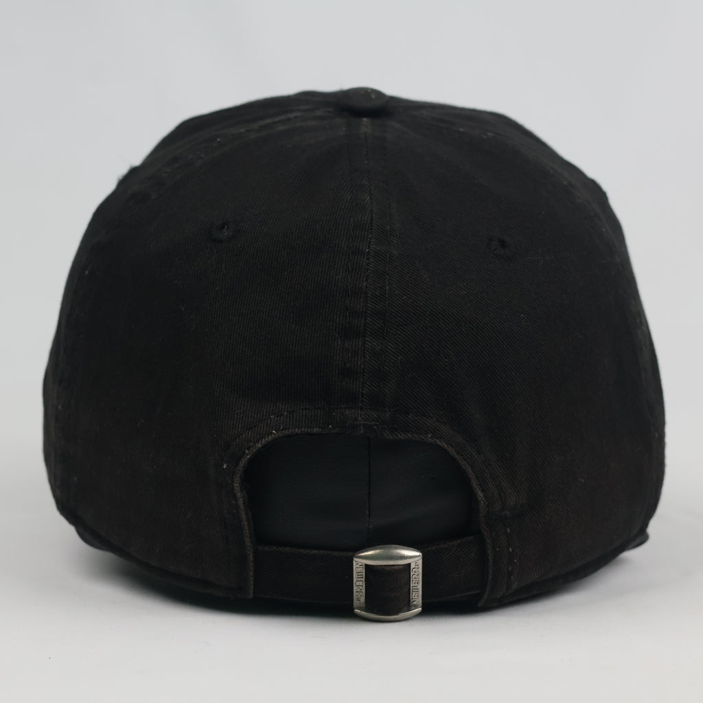 Thrifted New Era 9FORTY NY Yankees Baseball Cap - Faded Black Cotton Curved Brim Hat